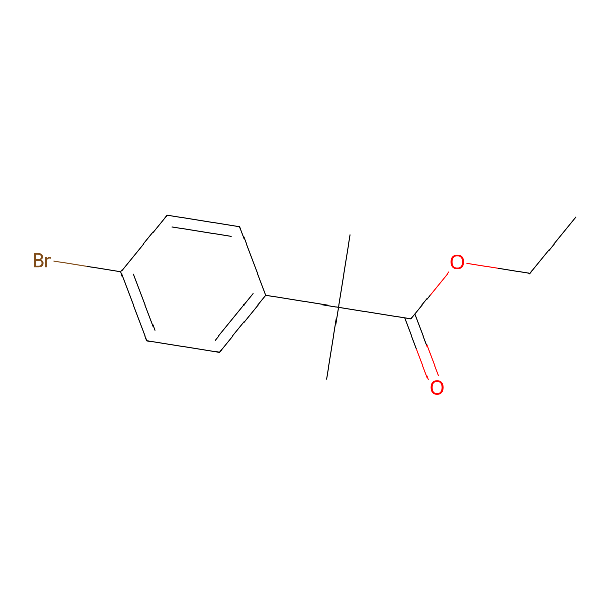Ethyl 2-(4-bromophenyl)-2-methylpropanoate molecular structure, CAS 32454-36-7