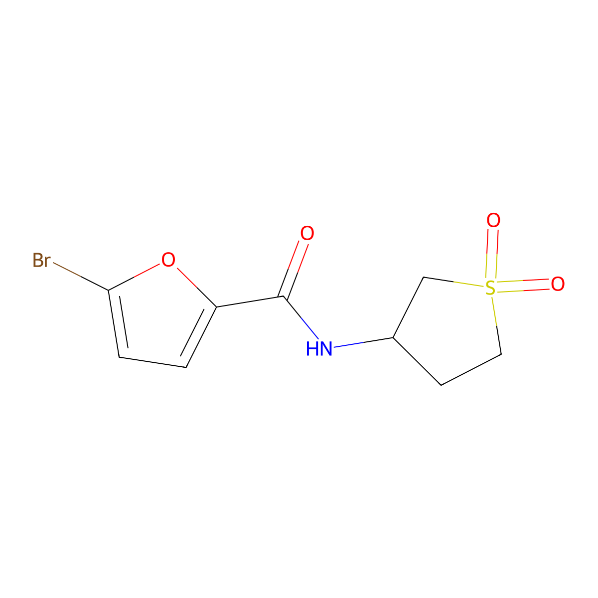 5-bromo-N-(1,1-dioxothiolan-3-yl)furan-2-carboxamide molecular structure, CAS 324540-59-2
