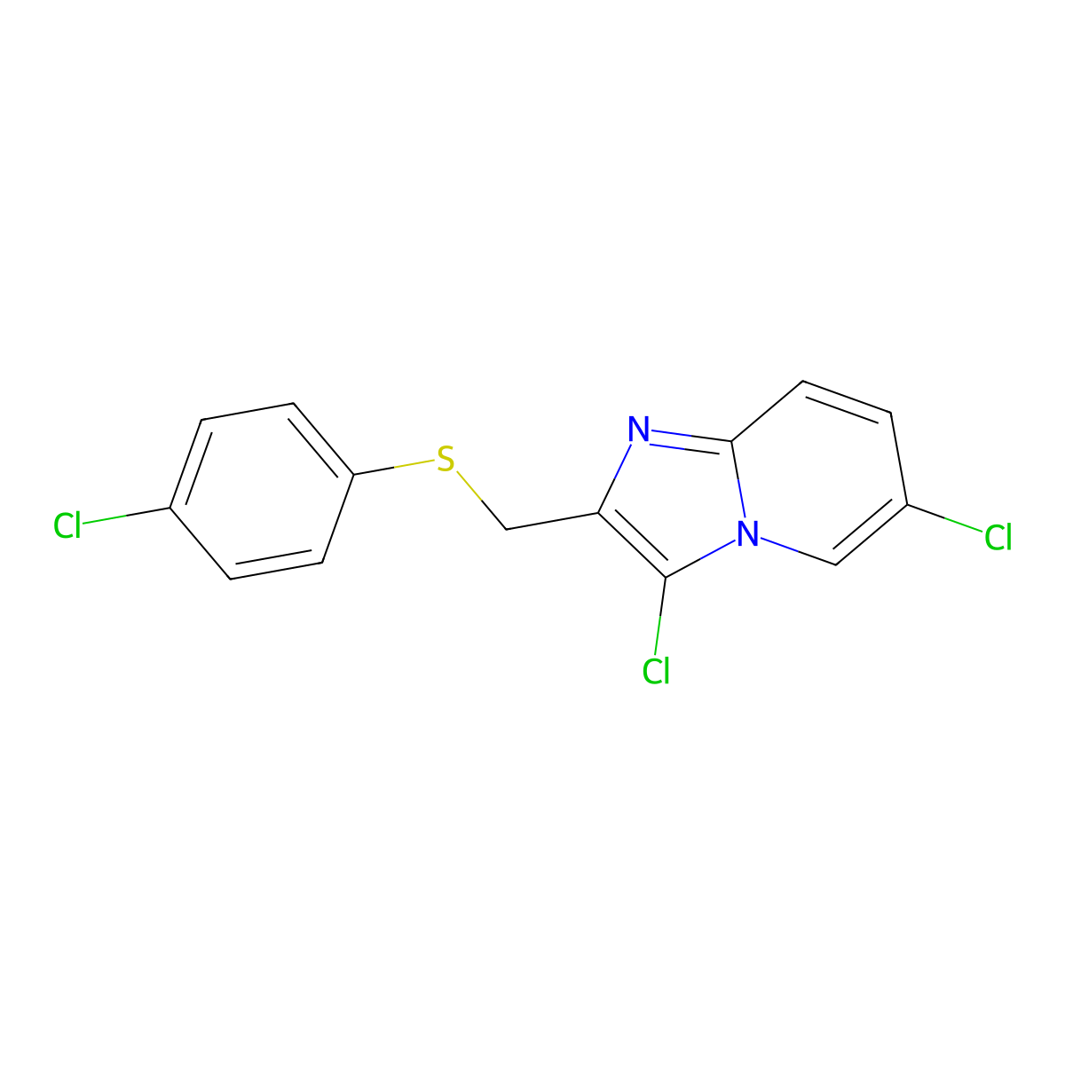 3,6-Dichloro-2-[(4-chlorophenyl)sulfanylmethyl]imidazo[1,2-a]pyridine molecular structure, CAS 324540-84-3