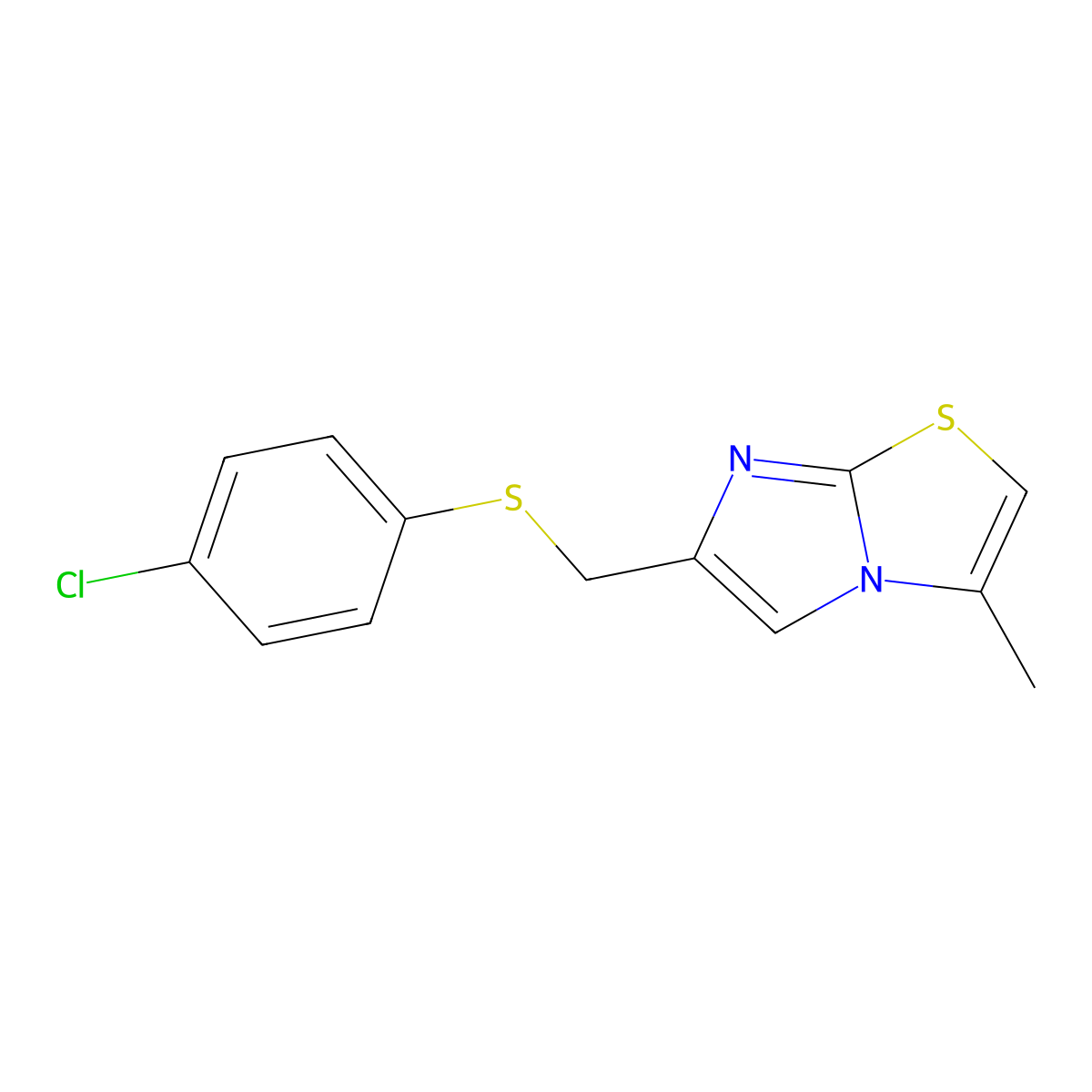 6-(((4-Chlorophenyl)thio)methyl)-3-methylimidazo[2,1-b]thiazole molecular structure, CAS 324540-87-6
