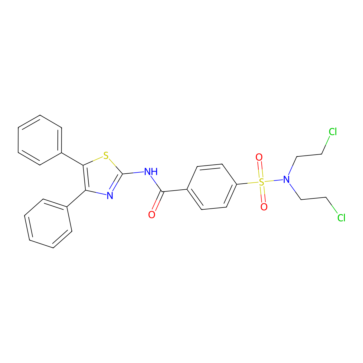 4-[bis(2-chloroethyl)sulfamoyl]-N-(4,5-diphenyl-1,3-thiazol-2-yl)benzamide molecular structure, CAS 324540-98-9
