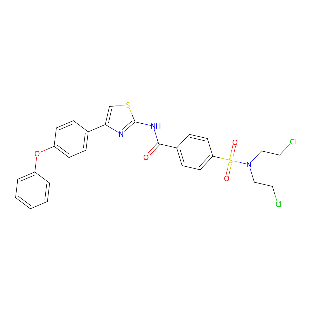 4-[bis(2-chloroethyl)sulfamoyl]-N-[4-(4-phenoxyphenyl)-1,3-thiazol-2-yl]benzamide molecular structure, CAS 324541-01-7