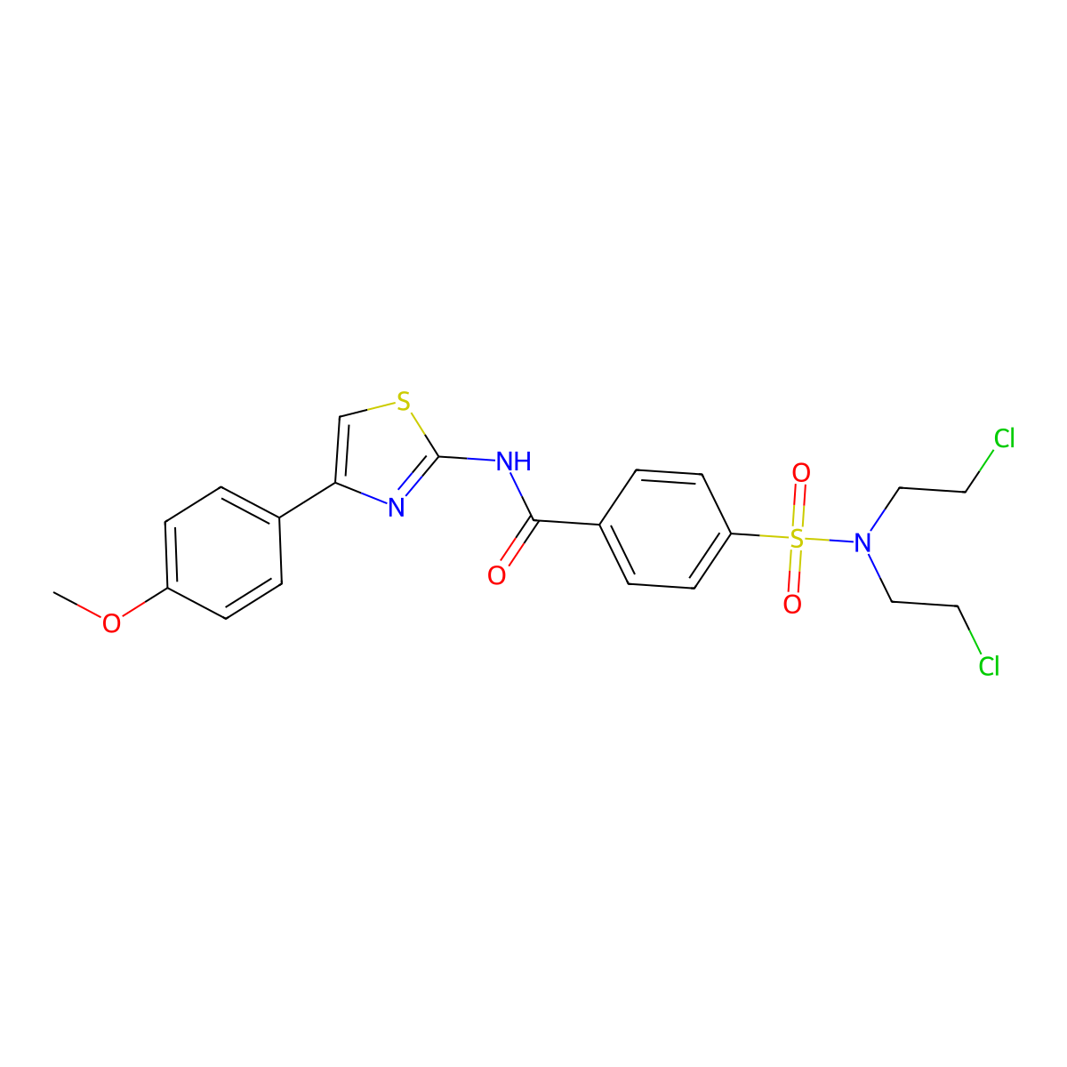 4-[bis(2-chloroethyl)sulfamoyl]-N-[4-(4-methoxyphenyl)-1,3-thiazol-2-yl]benzamide molecular structure, CAS 324541-07-3