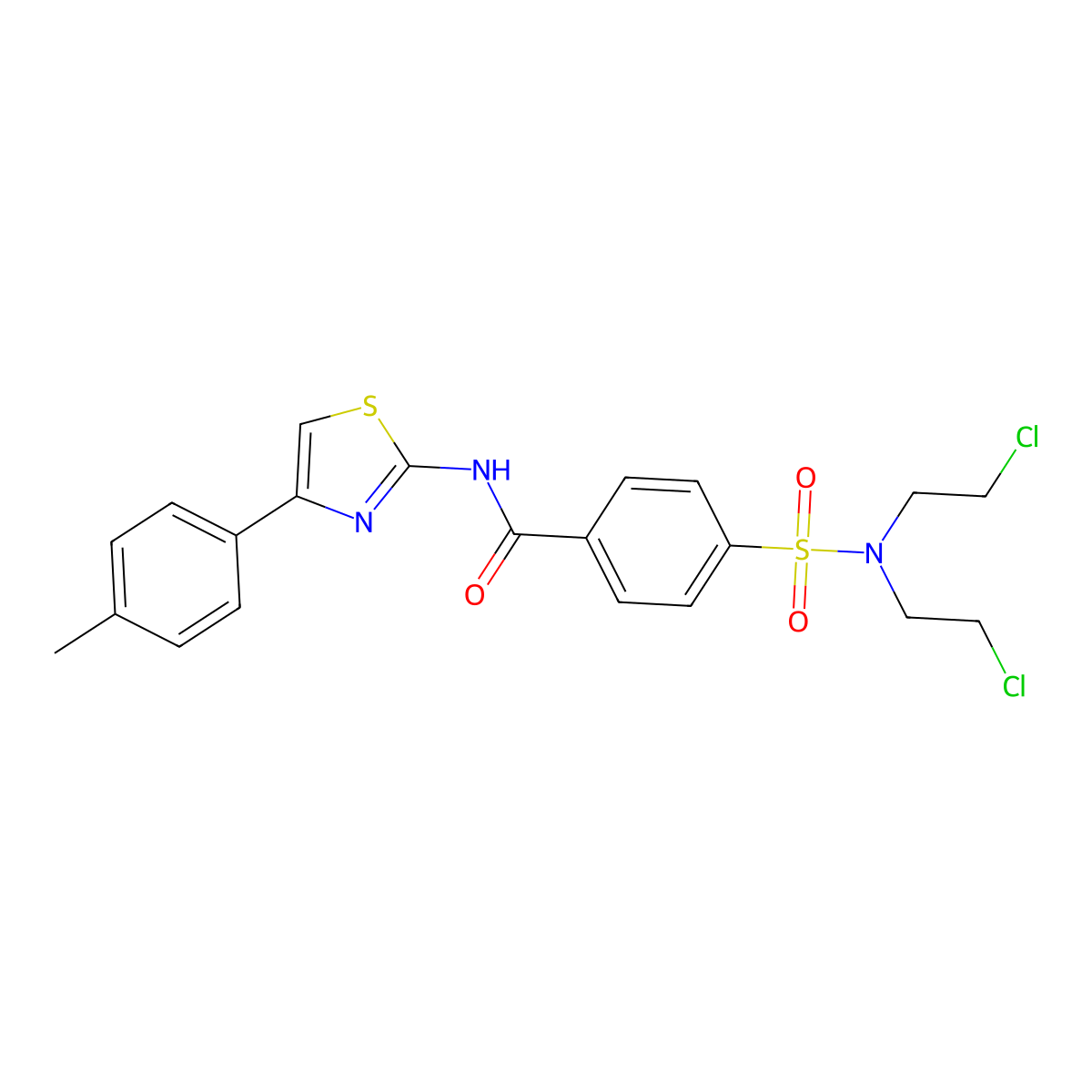 4-[bis(2-chloroethyl)sulfamoyl]-N-[4-(4-methylphenyl)-1,3-thiazol-2-yl]benzamide molecular structure, CAS 324541-09-5