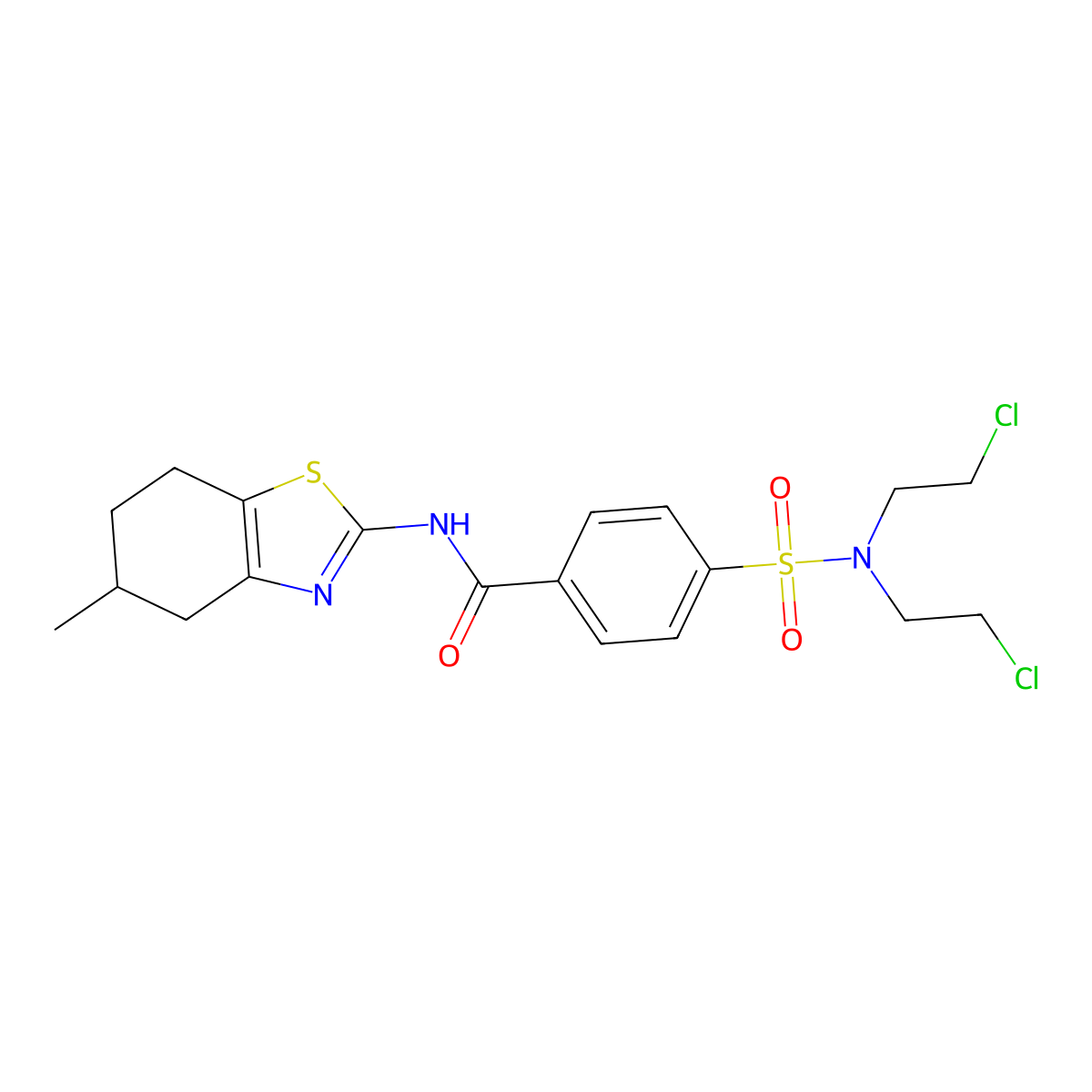 4-[bis(2-chloroethyl)sulfamoyl]-N-(5-methyl-4,5,6,7-tetrahydro-1,3-benzothiazol-2-yl)benzamide molecular structure, CAS 324541-15-3