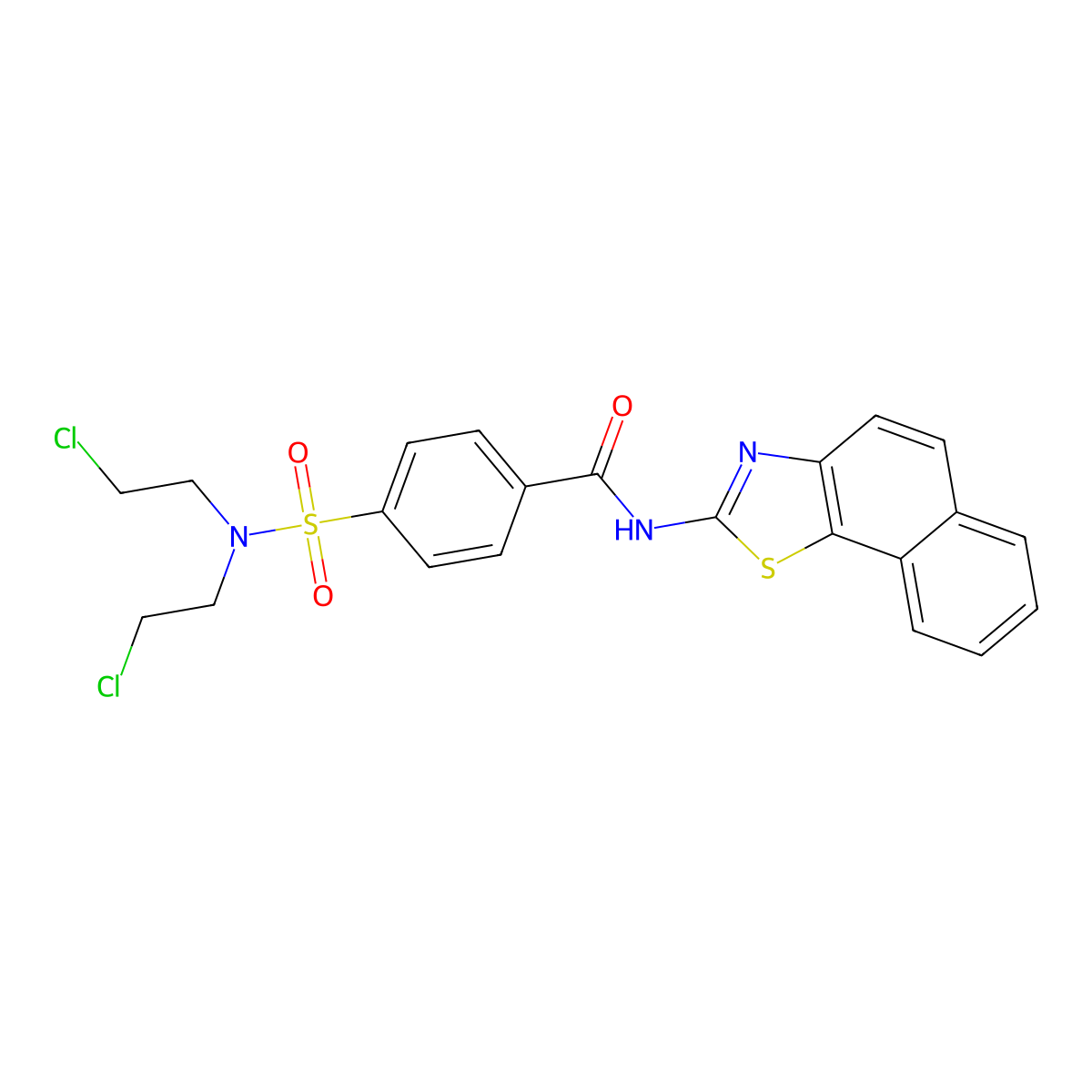N-benzo[g][1,3]benzothiazol-2-yl-4-[bis(2-chloroethyl)sulfamoyl]benzamide molecular structure, CAS 324541-17-5