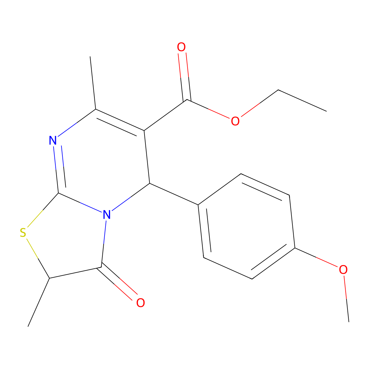 Ethyl 5-(4-methoxyphenyl)-2,7-dimethyl-3-oxo-2,3-dihydro-5H-[1,3]thiazolo[3,2-A]pyrimidine-6-carboxylate molecular structure, CAS 324543-13-7