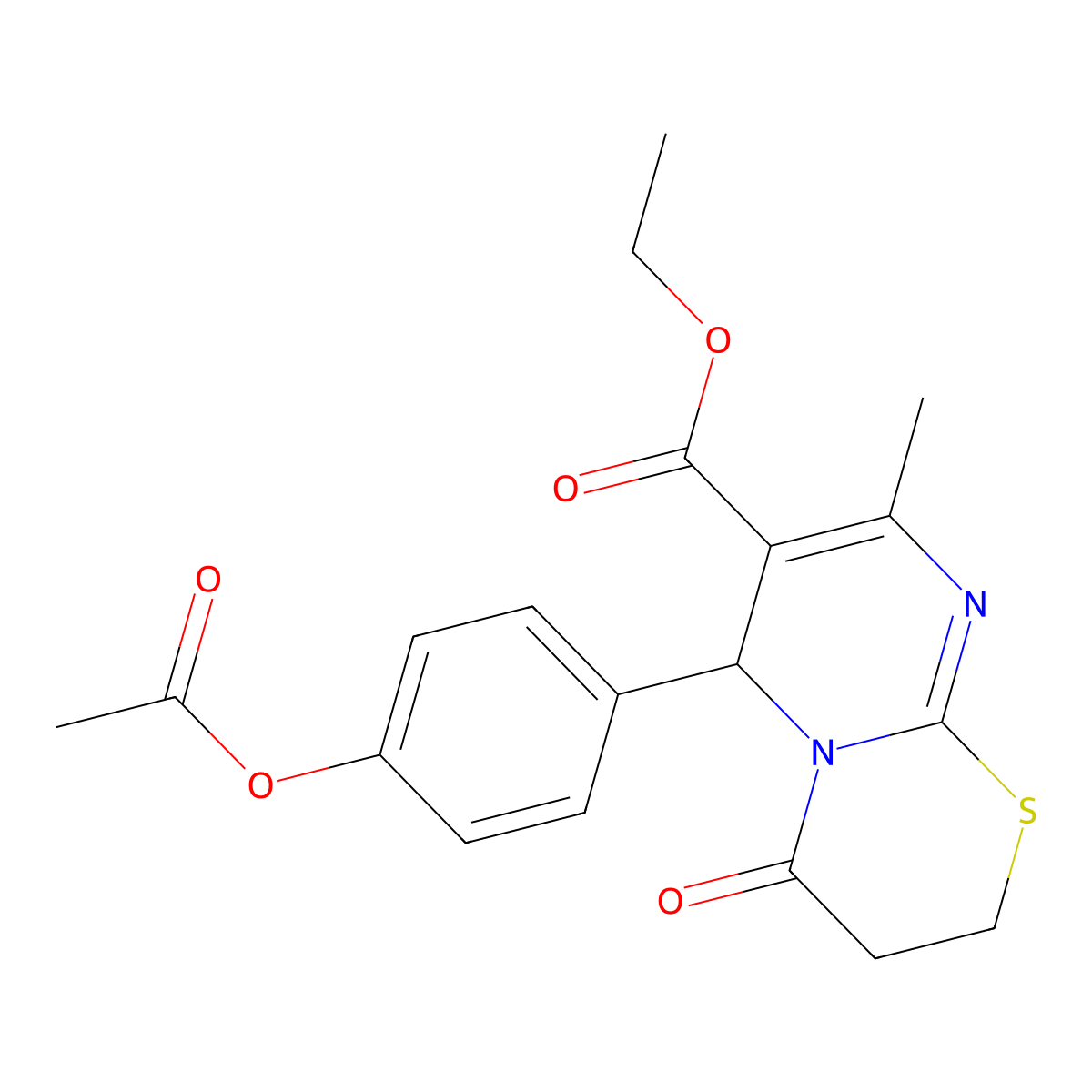Ethyl 6-(4-acetoxyphenyl)-8-methyl-4-oxo-2,3,4,6-tetrahydropyrimido[2,1-b][1,3]thiazine-7-carboxylate molecular structure, CAS 324543-20-6