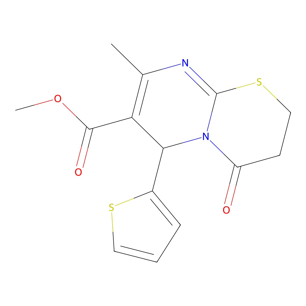 methyl 8-methyl-4-oxo-6-thiophen-2-yl-3,6-dihydro-2H-pyrimido[2,1-b][1,3]thiazine-7-carboxylate molecular structure, CAS 324543-21-7