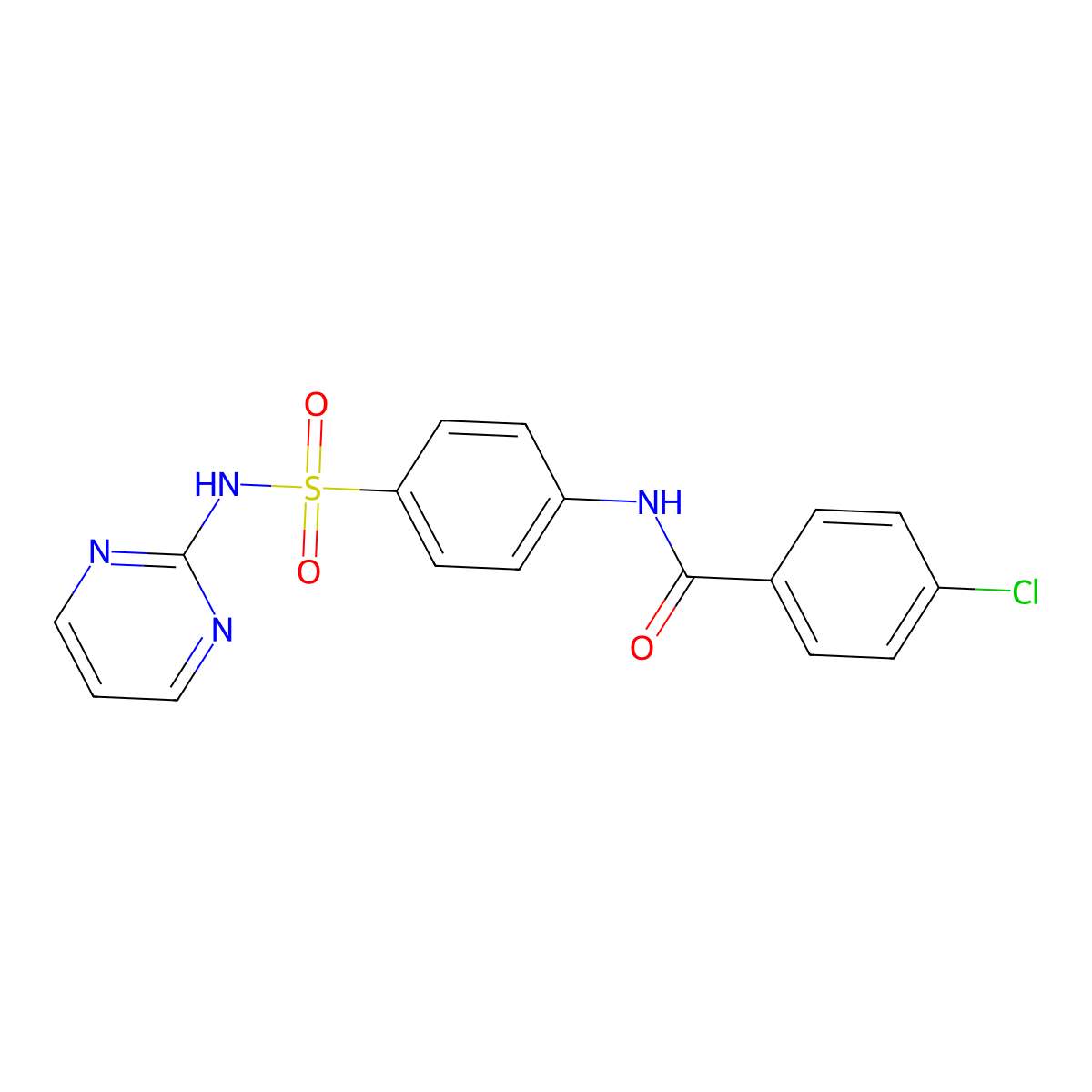4-chloro-N-[4-(pyrimidin-2-ylsulfamoyl)phenyl]benzamide molecular structure, CAS 324543-29-5