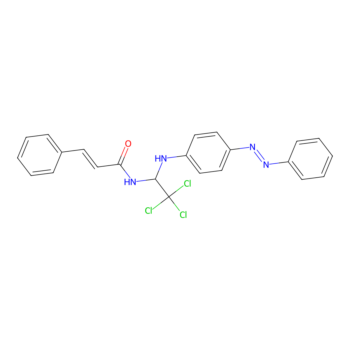 2-Propenamide, 3-phenyl-N-[2,2,2-trichloro-1-[[4-(2-phenyldiazenyl)phenyl]amino]ethyl]- molecular structure, CAS 324543-43-3