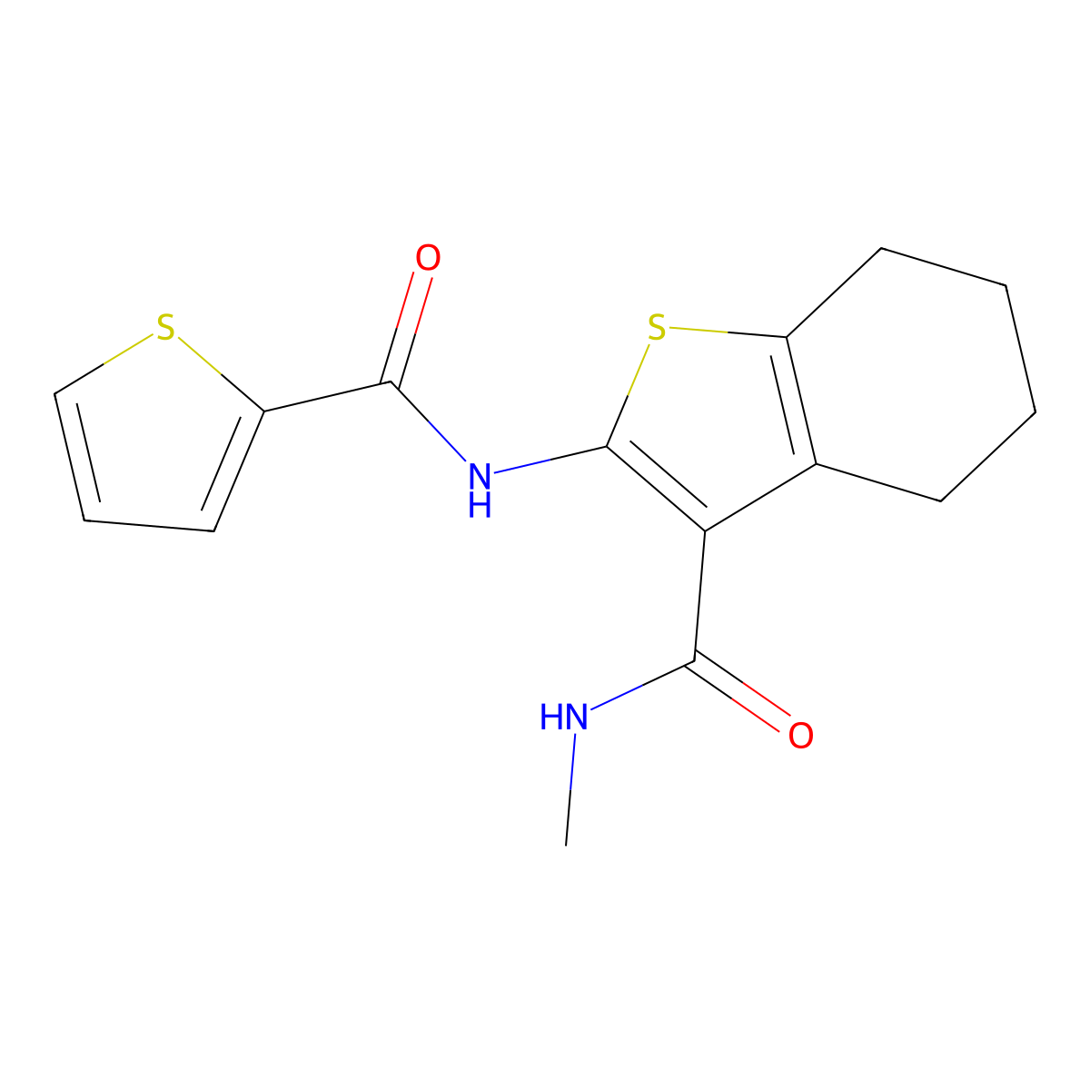N-methyl-2-(thiophene-2-carboxamido)-4,5,6,7-tetrahydrobenzo[b]thiophene-3-carboxamide molecular structure, CAS 324543-44-4
