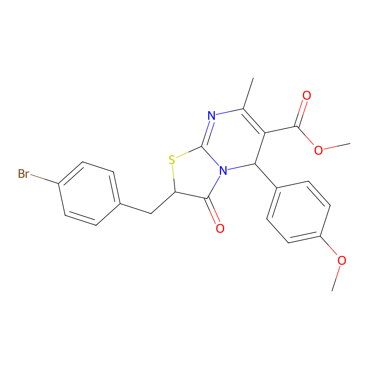 methyl 2-(4-bromobenzyl)-5-(4-methoxyphenyl)-7-methyl-3-oxo-2,3-dihydro-5H-[1,3]thiazolo[3,2-a]pyrimidine-6-carboxylate molecular structure, CAS 324543-48-8