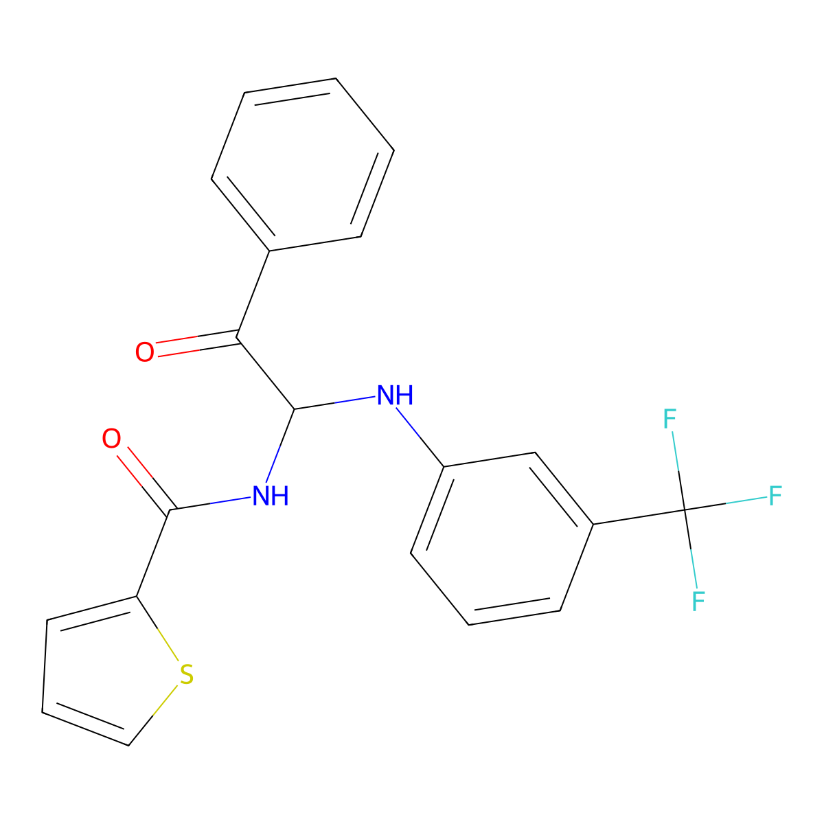 N-(2-oxo-2-phenyl-1-{[3-(trifluoromethyl)phenyl]amino}ethyl)thiophene-2-carboxamide molecular structure, CAS 324543-57-9
