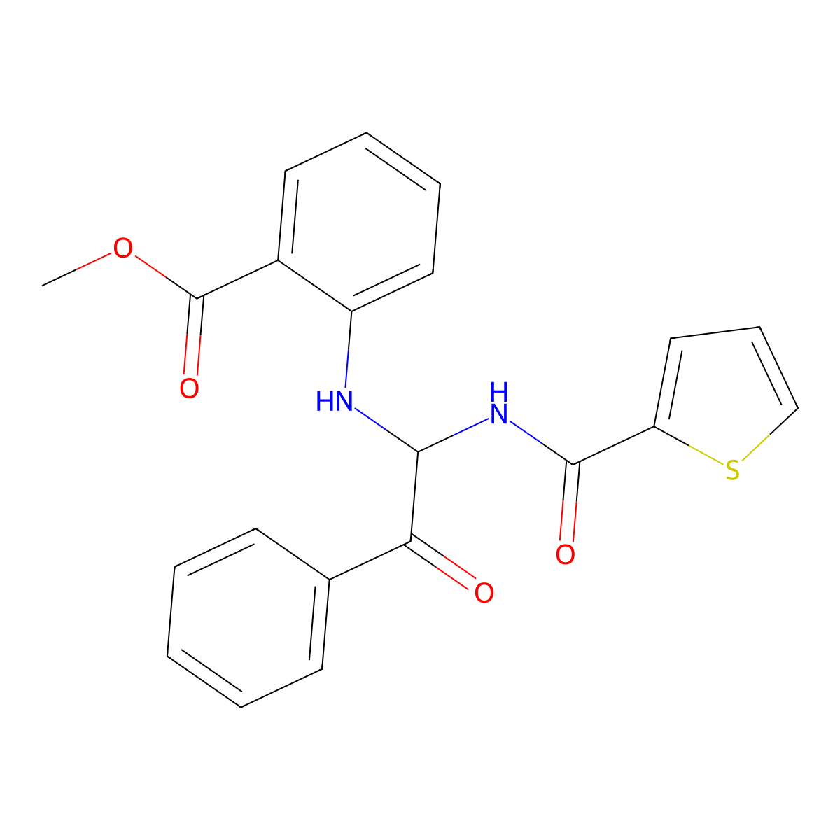 Methyl 2-({2-oxo-2-phenyl-1-[(2-thienylcarbonyl)amino]ethyl}amino)benzoate molecular structure, CAS 324543-59-1