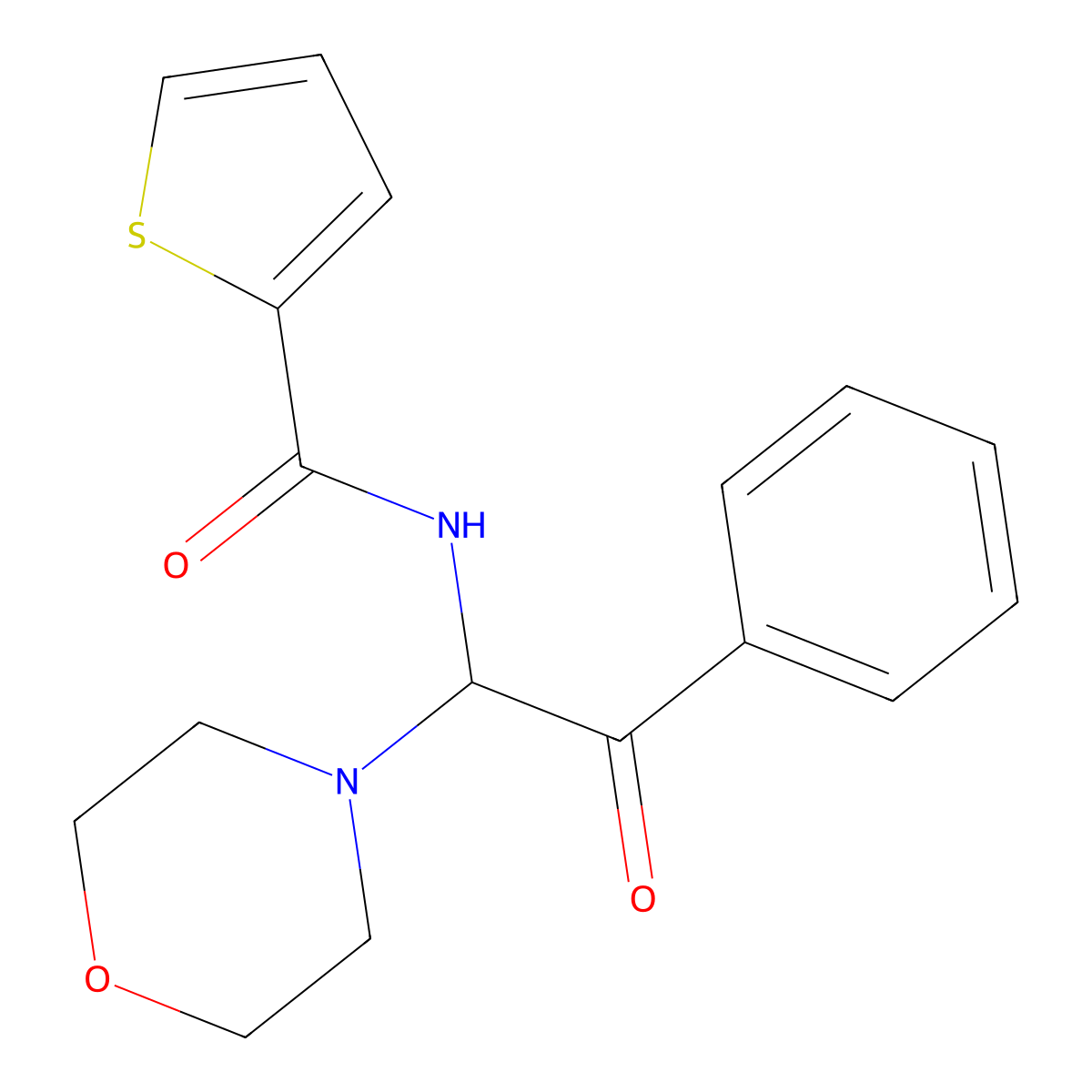 N-(1-morpholin-4-yl-2-oxo-2-phenylethyl)thiophene-2-carboxamide molecular structure, CAS 324543-60-4