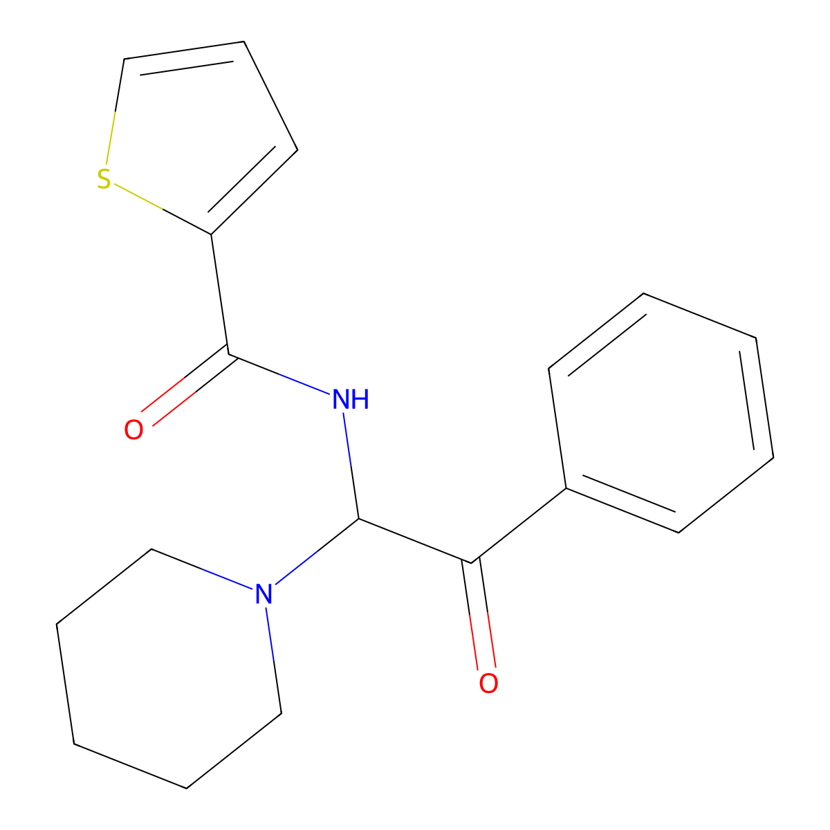 N-[2-oxo-2-phenyl-1-(piperidin-1-yl)ethyl]thiophene-2-carboxamide molecular structure, CAS 324543-61-5