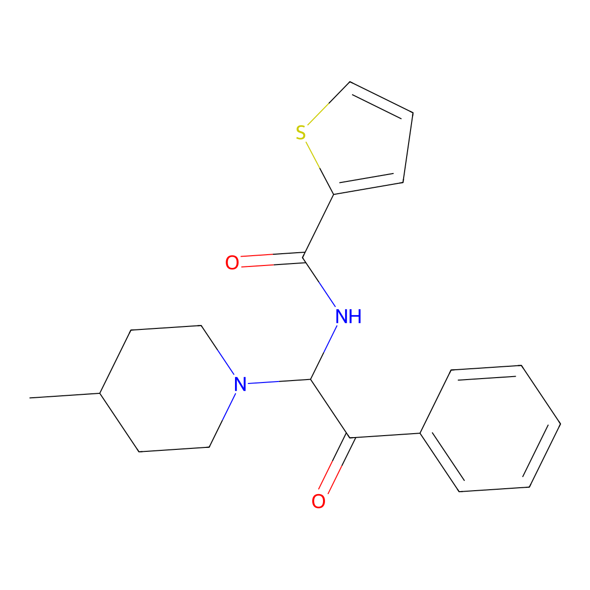 N-[1-(4-methylpiperidin-1-yl)-2-oxo-2-phenylethyl]thiophene-2-carboxamide molecular structure, CAS 324543-62-6