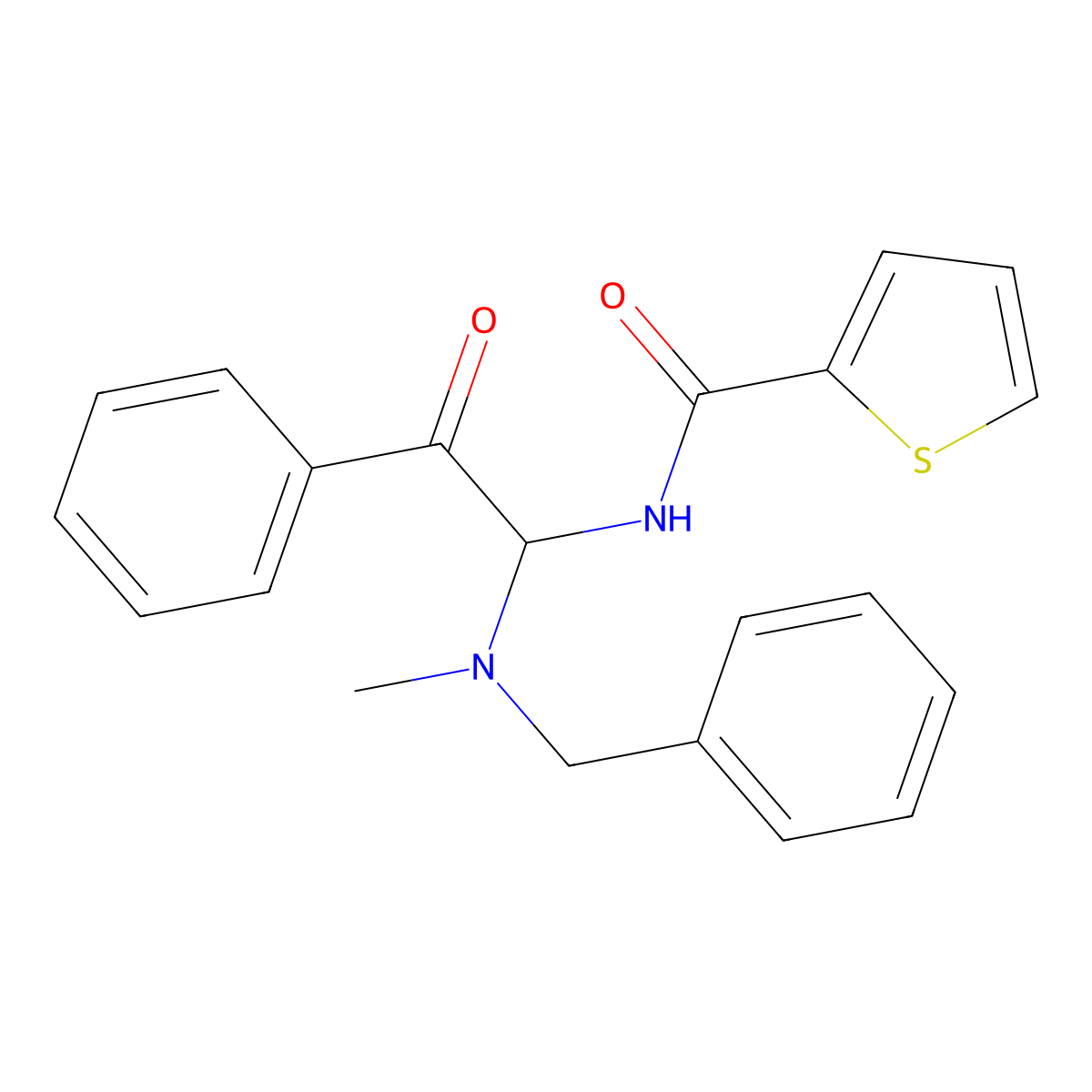 N-{1-[benzyl(methyl)amino]-2-oxo-2-phenylethyl}thiophene-2-carboxamide molecular structure, CAS 324543-69-3