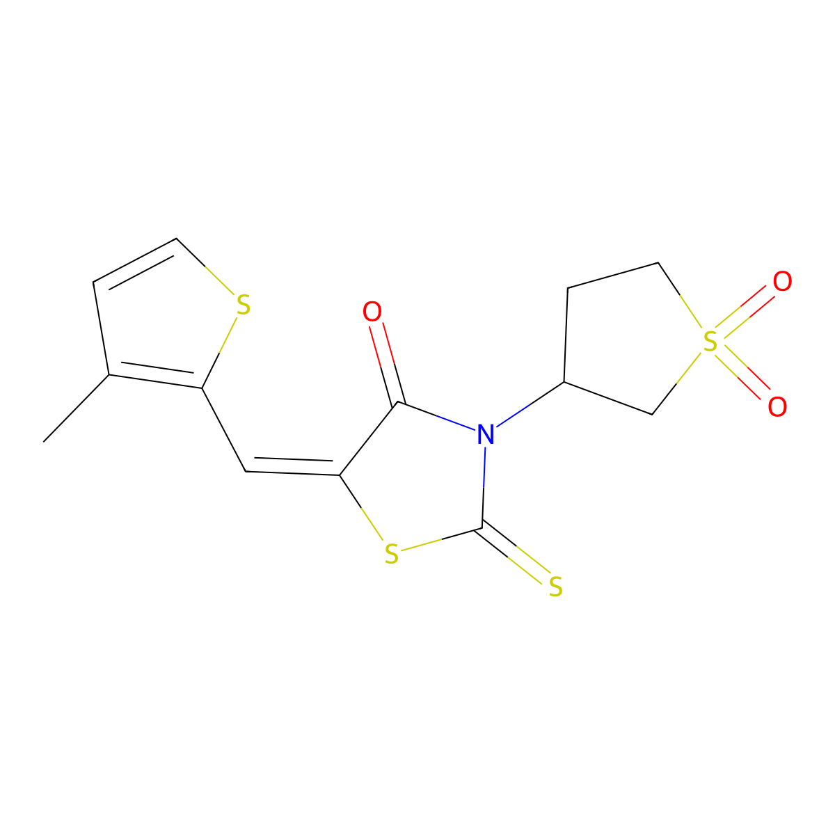 5-[(3-Methyl-2-thienyl)methylene]-3-(tetrahydro-1,1-dioxido-3-thienyl)-2-thioxo-4-thiazolidinone molecular structure, CAS 324544-19-6