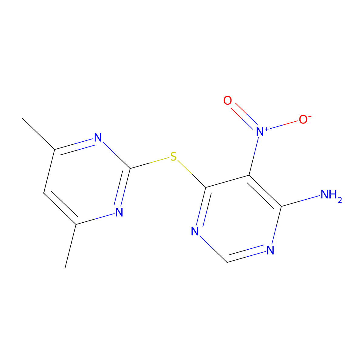 6-[(4,6-Dimethylpyrimidin-2-yl)sulfanyl]-5-nitropyrimidin-4-amine molecular structure, CAS 324544-96-9