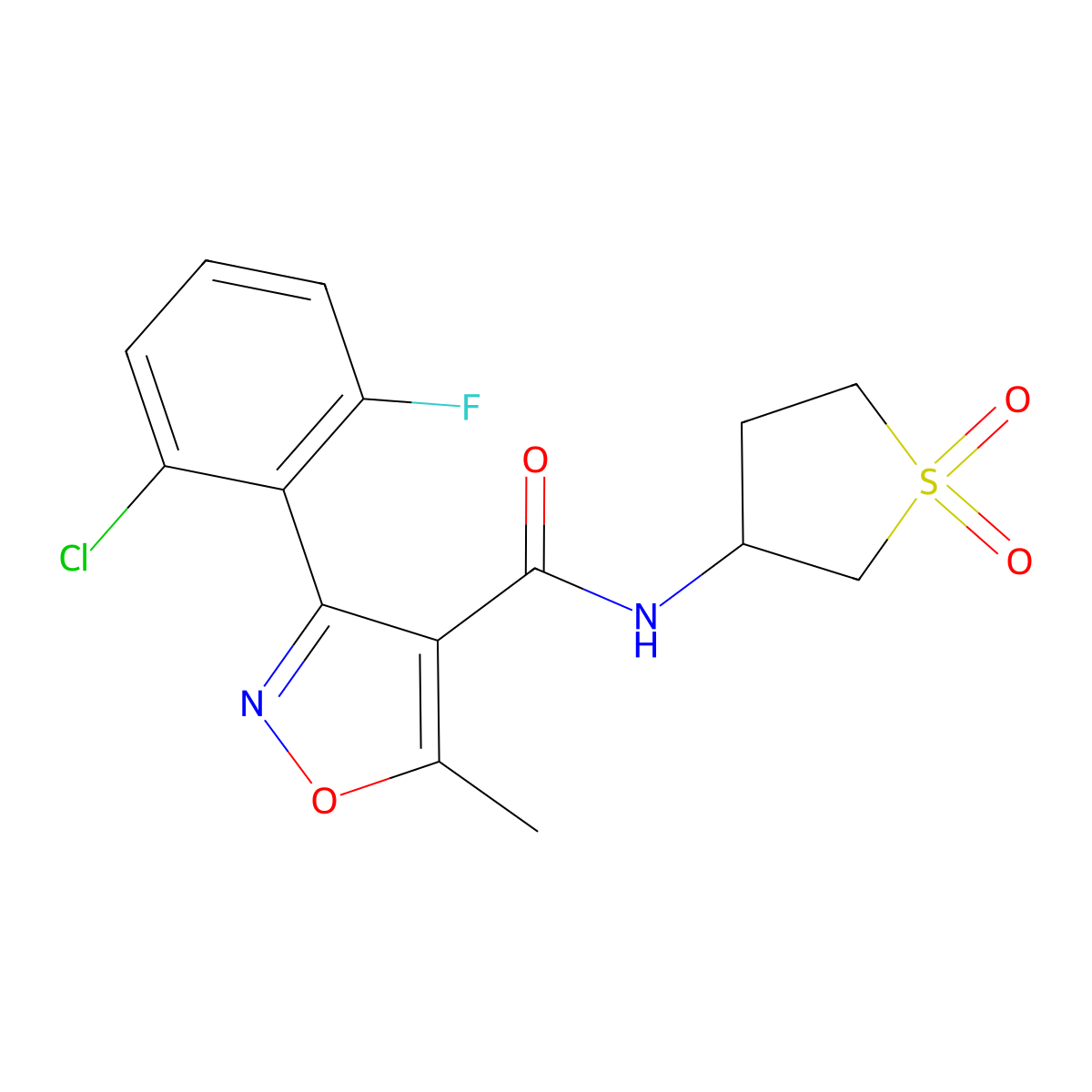 3-(2-chloro-6-fluorophenyl)-N-(1,1-dioxidotetrahydrothiophen-3-yl)-5-methylisoxazole-4-carboxamide molecular structure, CAS 324545-15-5