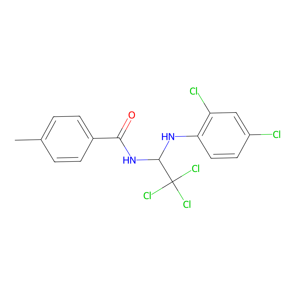 4-Methyl-N-(2,2,2-trichloro-1-(2,4-dichloroanilino)ethyl)benzamide molecular structure, CAS 324546-00-1