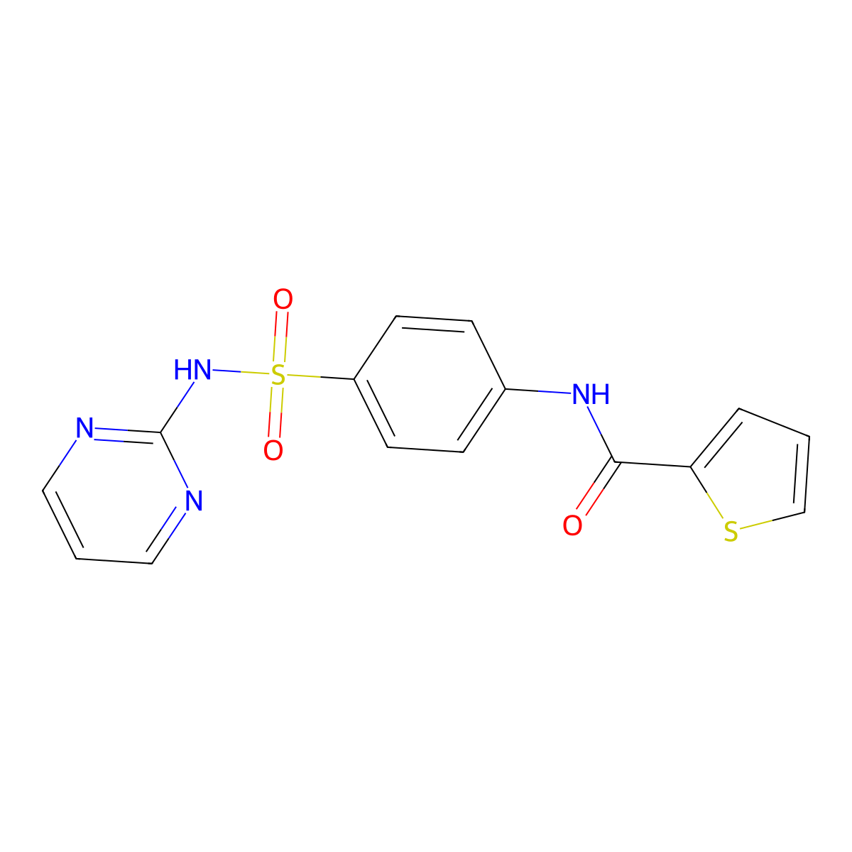 N-{4-[(pyrimidin-2-yl)sulfamoyl]phenyl}thiophene-2-carboxamide molecular structure, CAS 324546-09-0
