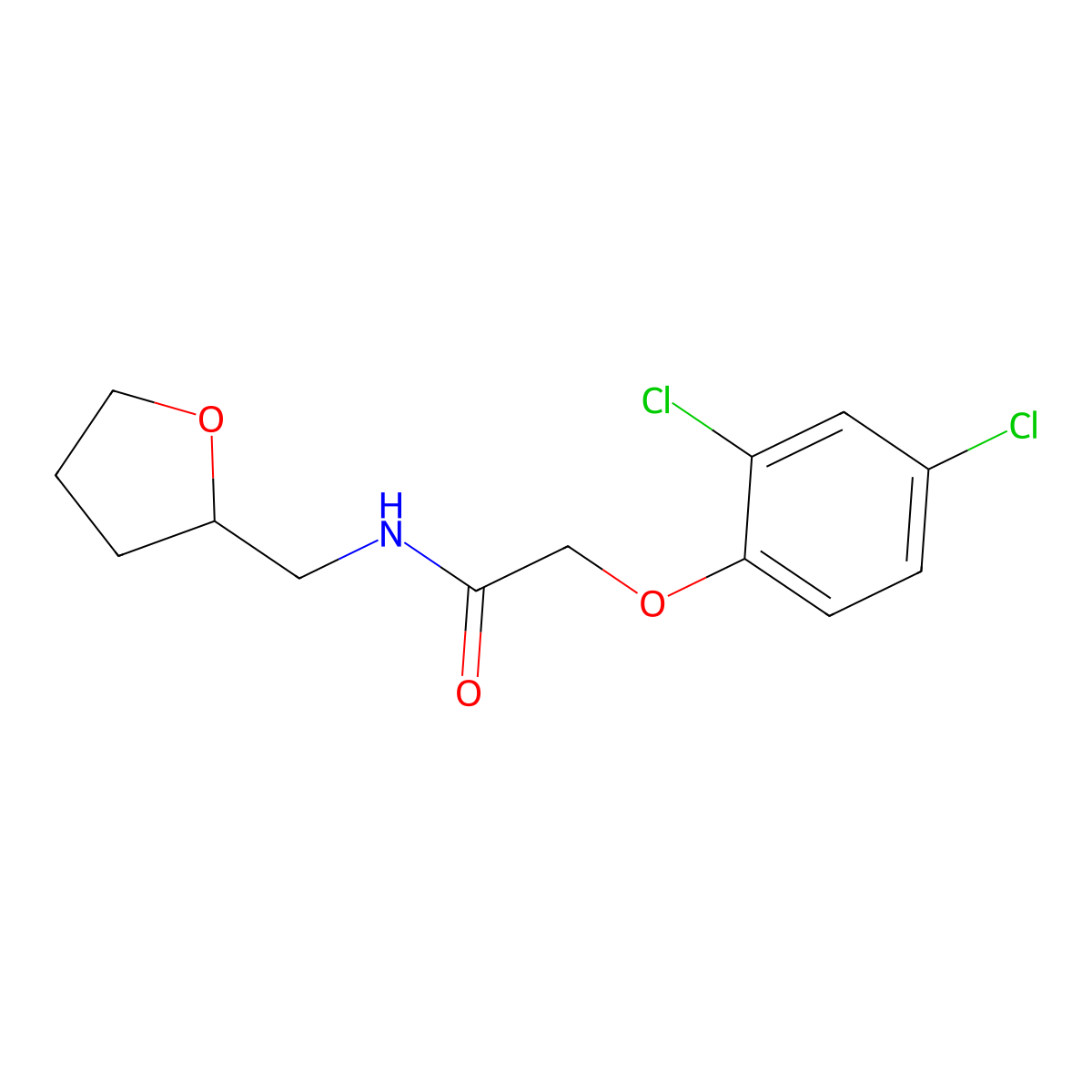 2-(2,4-Dichlorophenoxy)-N-((tetrahydro-2-furanyl)methyl)acetamide molecular structure, CAS 324546-10-3