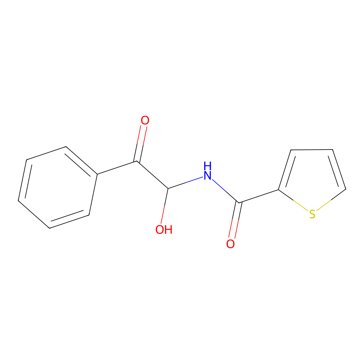 N-(1-hydroxy-2-oxo-2-phenylethyl)thiophene-2-carboxamide molecular structure, CAS 324546-13-6