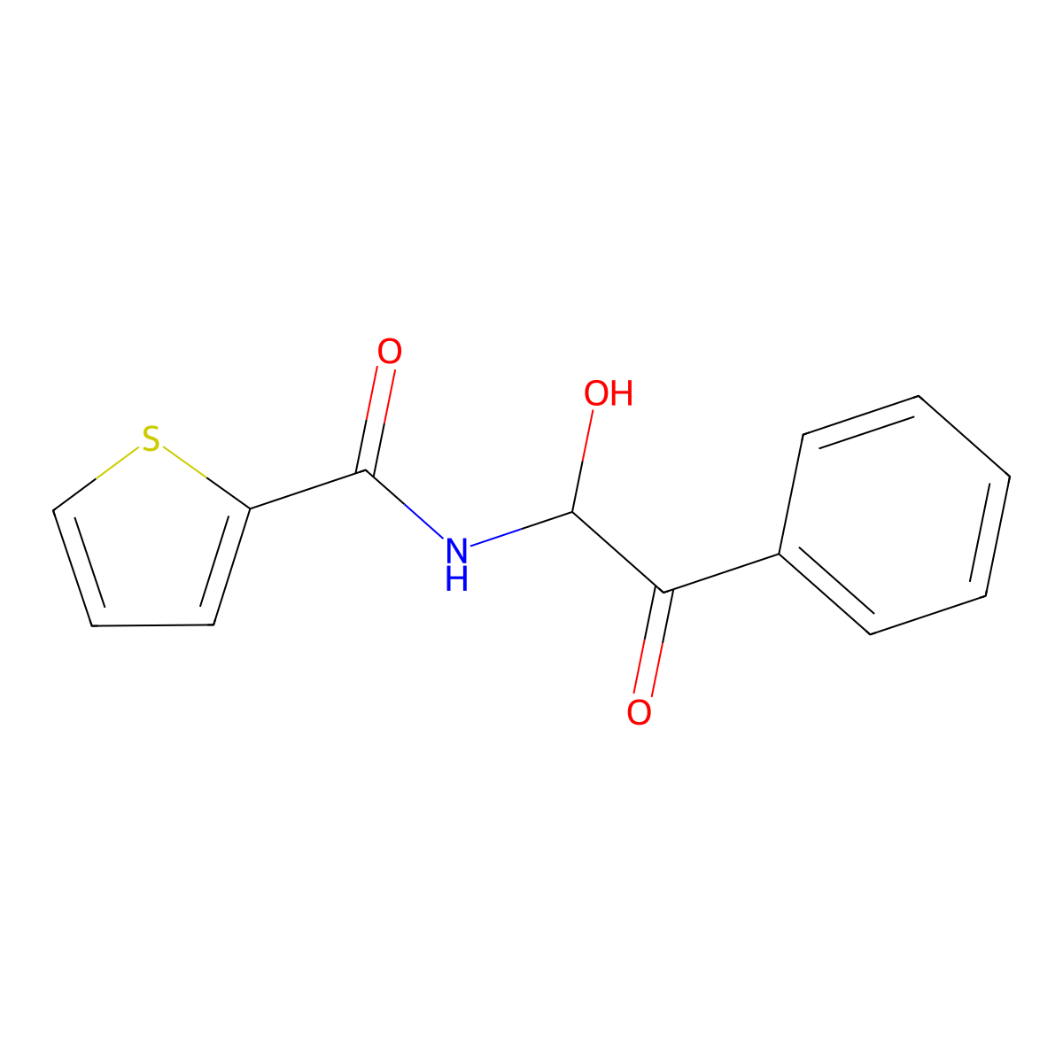 N-(1-hydroxy-2-oxo-2-phenylethyl)thiophene-2-carboxamide molecular structure, CAS 324546-13-6