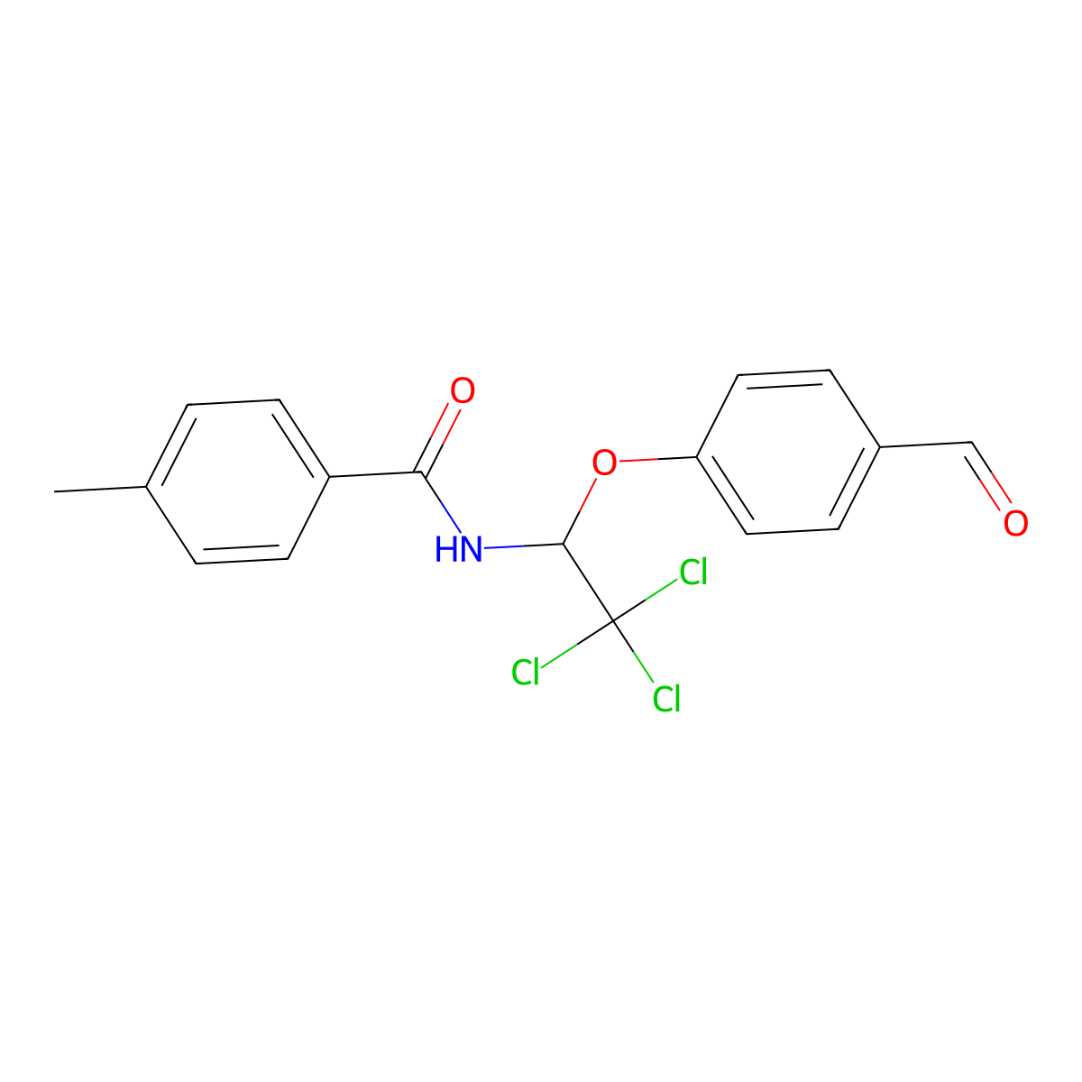4-Methyl-N-(2,2,2-trichloro-1-(4-formylphenoxy)ethyl)benzamide molecular structure, CAS 324546-27-2