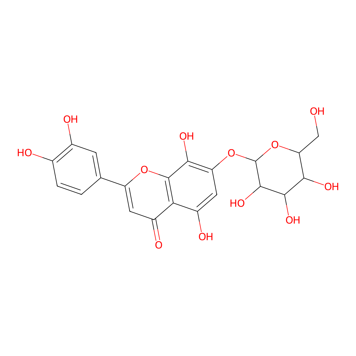 8-Hydroxyluteolin 7-glucoside molecular structure, CAS 32455-43-9