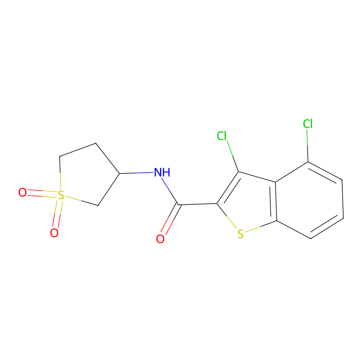 3,4-dichloro-N-(1,1-dioxidotetrahydrothiophen-3-yl)-1-benzothiophene-2-carboxamide molecular structure, CAS 324561-24-2