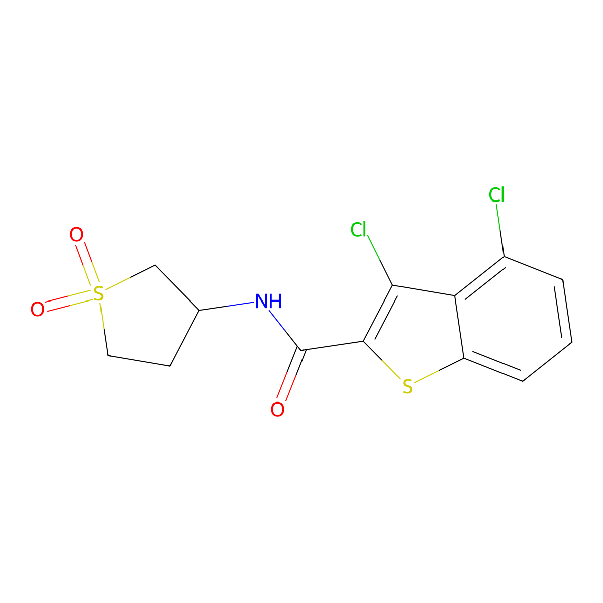 3,4-dichloro-N-(1,1-dioxidotetrahydrothiophen-3-yl)-1-benzothiophene-2-carboxamide molecular structure, CAS 324561-24-2