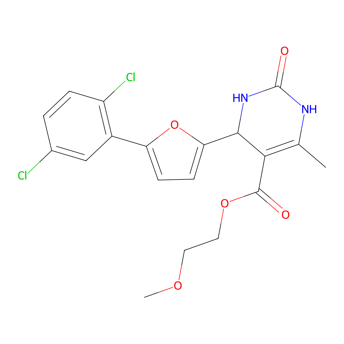 2-Methoxyethyl 4-[5-(2,5-dichlorophenyl)-2-furyl]-6-methyl-2-oxo-1,2,3,4-tetrahydro-5-pyrimidinecarboxylate molecular structure, CAS 324561-76-4
