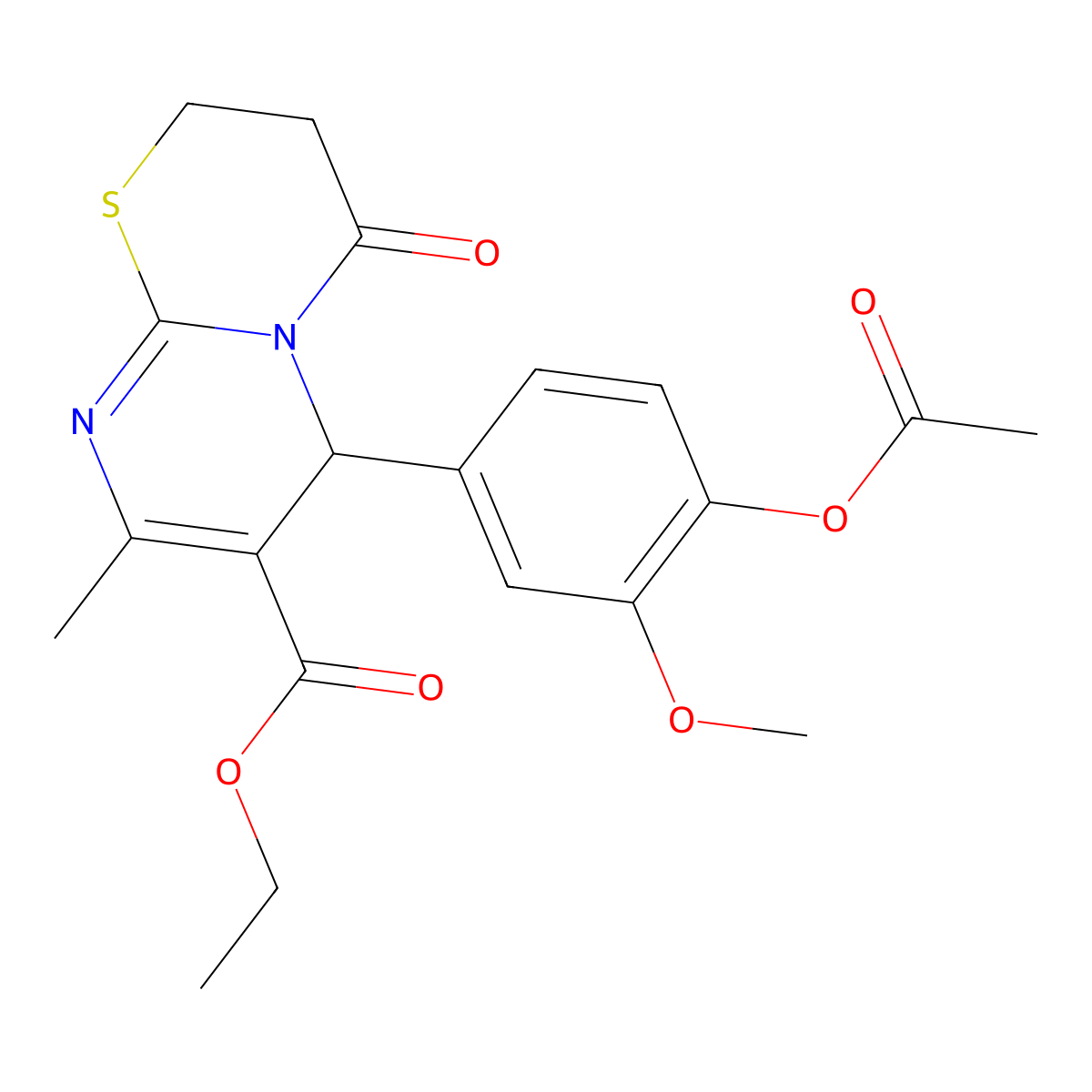 ethyl 6-[4-(acetyloxy)-3-methoxyphenyl]-8-methyl-4-oxo-3,4-dihydro-2H,6H-pyrimido[2,1-b][1,3]thiazine-7-carboxylate molecular structure, CAS 324564-15-0