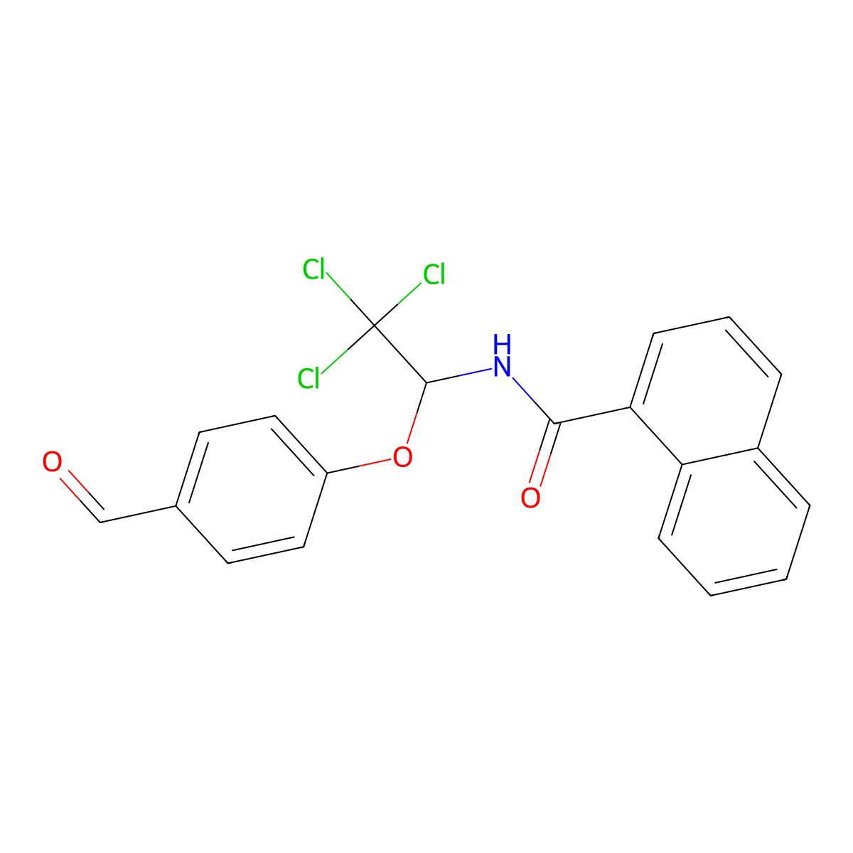 N-(2,2,2-Trichloro-1-(4-formylphenoxy)ethyl)-1-naphthamide molecular structure, CAS 324565-55-1