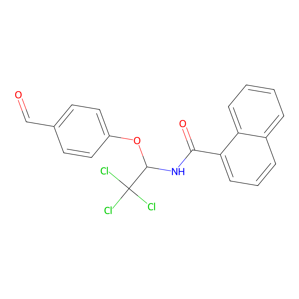 N-(2,2,2-Trichloro-1-(4-formylphenoxy)ethyl)-1-naphthamide molecular structure, CAS 324565-55-1