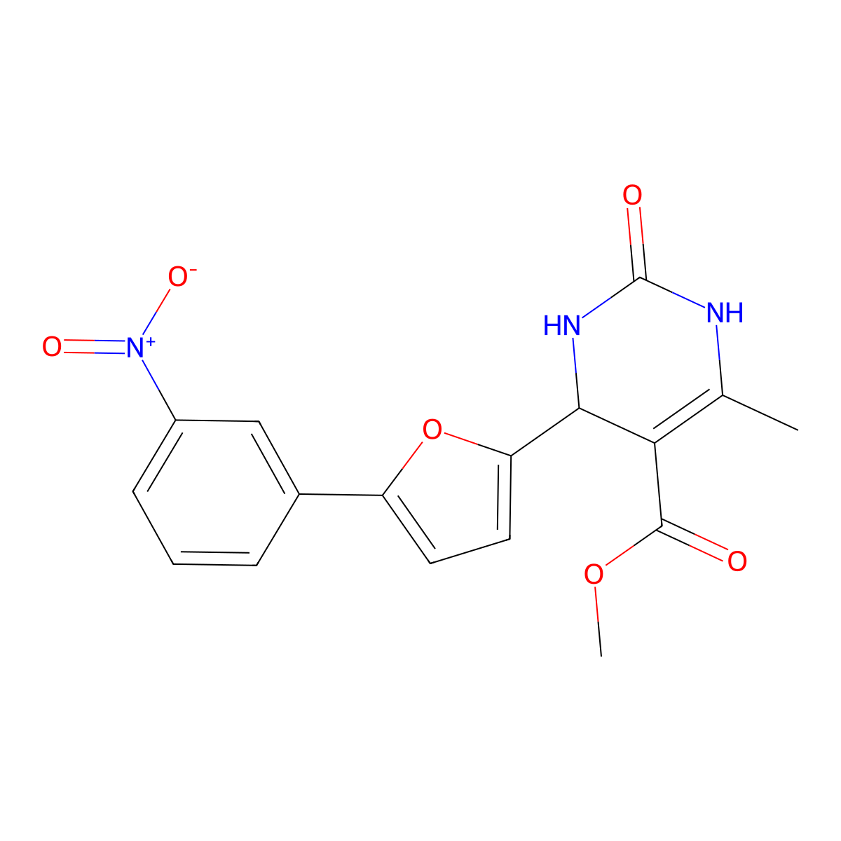 Methyl 6-methyl-4-[5-(3-nitrophenyl)furan-2-yl]-2-oxo-1,2,3,4-tetrahydropyrimidine-5-carboxylate molecular structure, CAS 324567-08-0