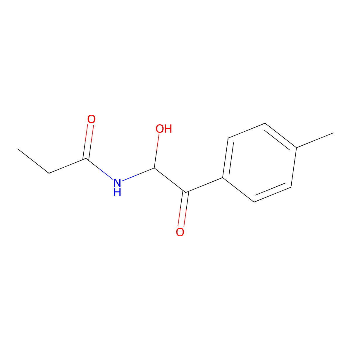 N-[1-hydroxy-2-(4-methylphenyl)-2-oxoethyl]propanamide molecular structure, CAS 324568-50-5