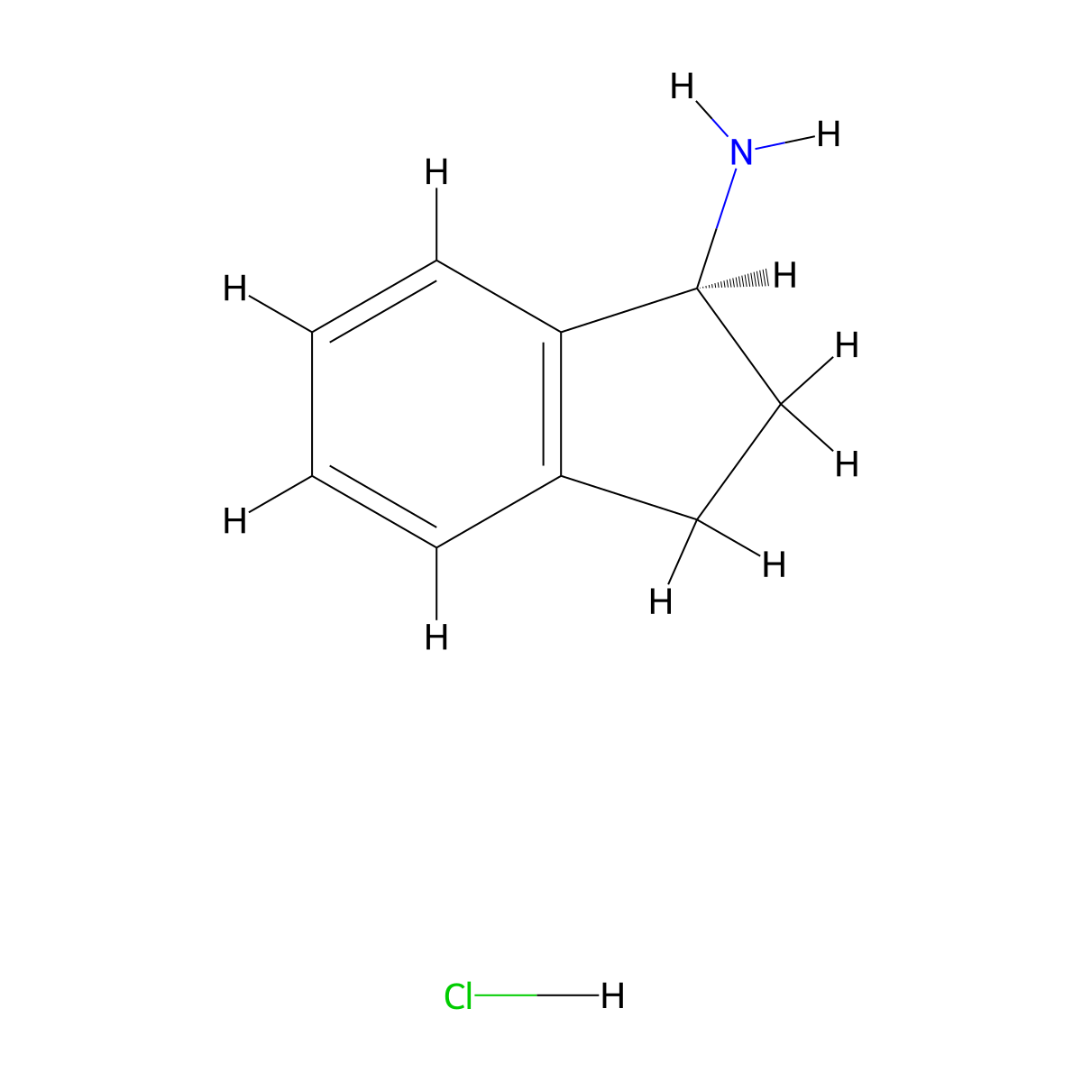 (1S)-2,3-dihydro-1H-inden-1-amine hydrochloride molecular structure, CAS 32457-23-1