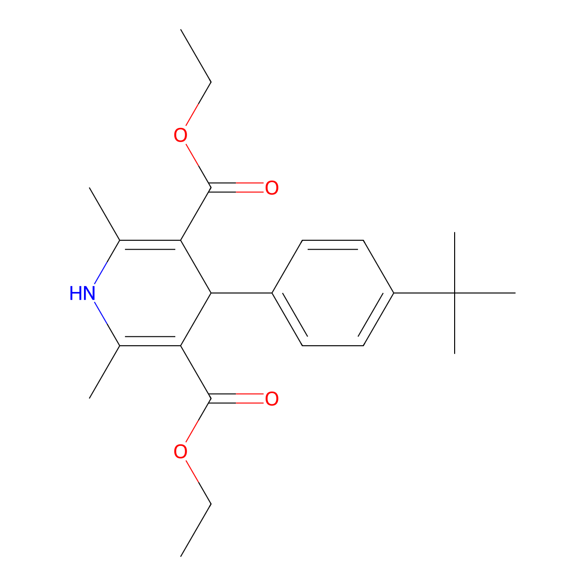 Diethyl 4-(4-tert-butylphenyl)-2,6-DI-ME-1,4-dihydro-3,5-pyridinedicarboxylate molecular structure, CAS 324576-99-0