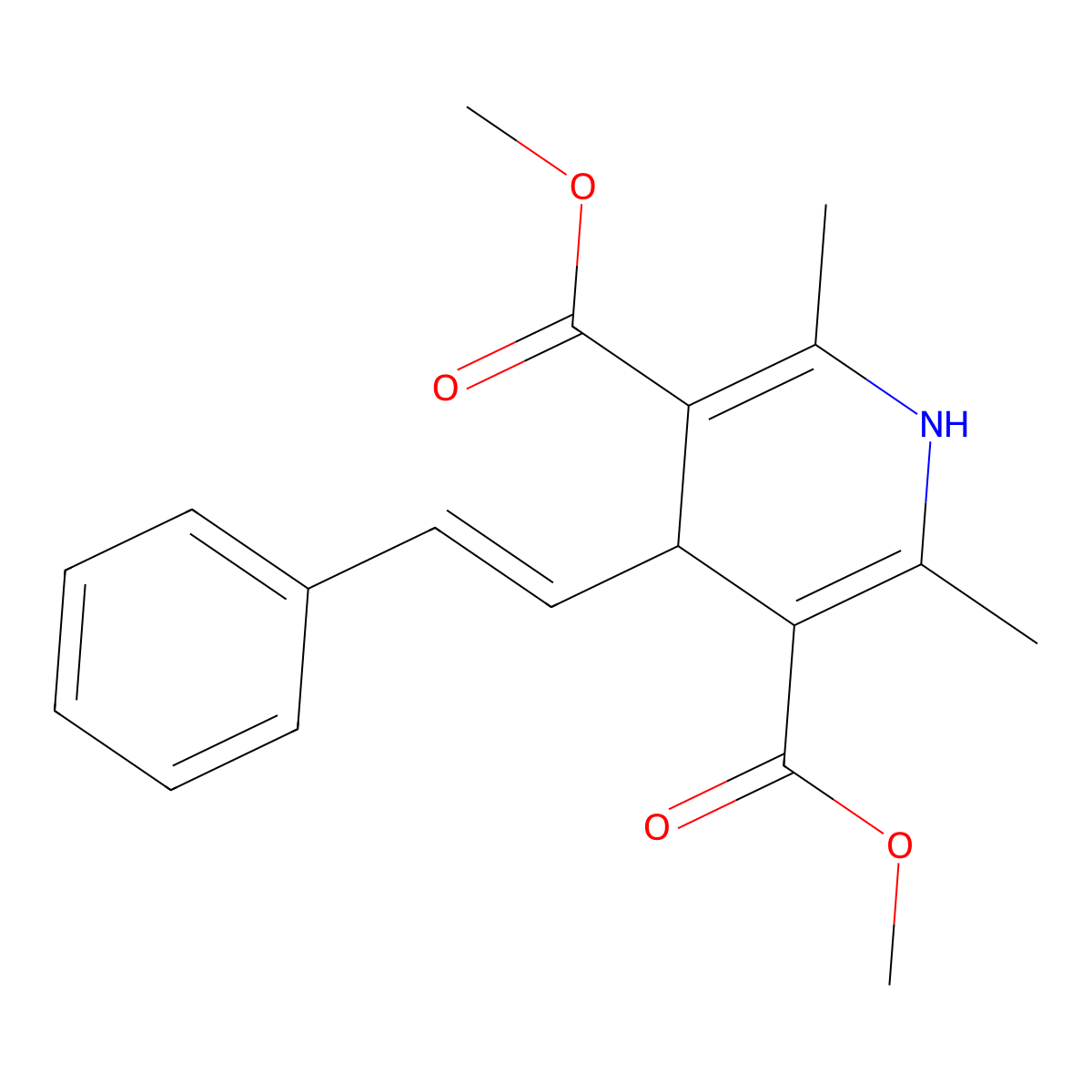 Dimethyl 2,6-dimethyl-4-styryl-1,4-dihydropyridine-3,5-dicarboxylate molecular structure, CAS 324577-03-9