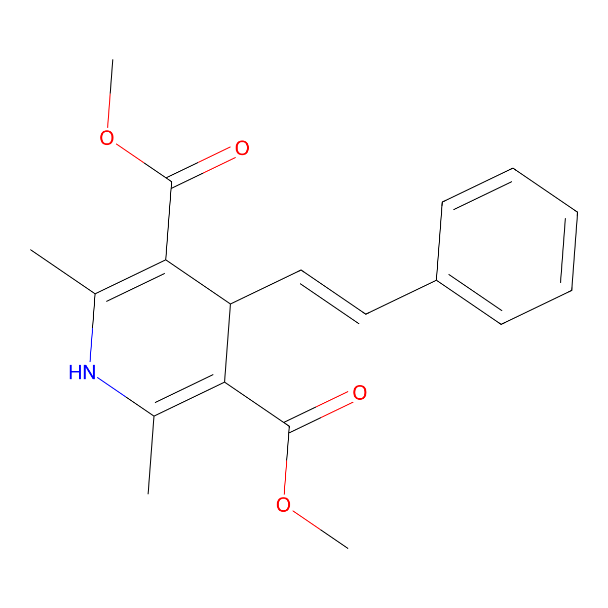 Dimethyl 2,6-dimethyl-4-styryl-1,4-dihydropyridine-3,5-dicarboxylate molecular structure, CAS 324577-03-9