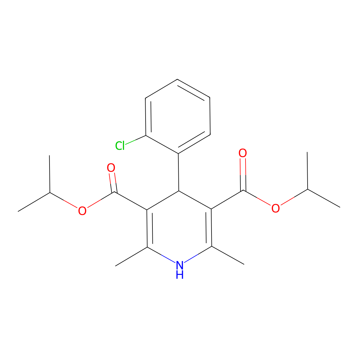 Dipropan-2-yl 4-(2-chlorophenyl)-2,6-dimethyl-1,4-dihydropyridine-3,5-dicarboxylate molecular structure, CAS 324577-06-2