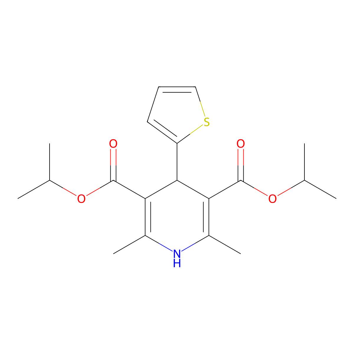 Diisopropyl 2,6-dimethyl-4-(2-thienyl)-1,4-dihydro-3,5-pyridinedicarboxylate molecular structure, CAS 324577-07-3