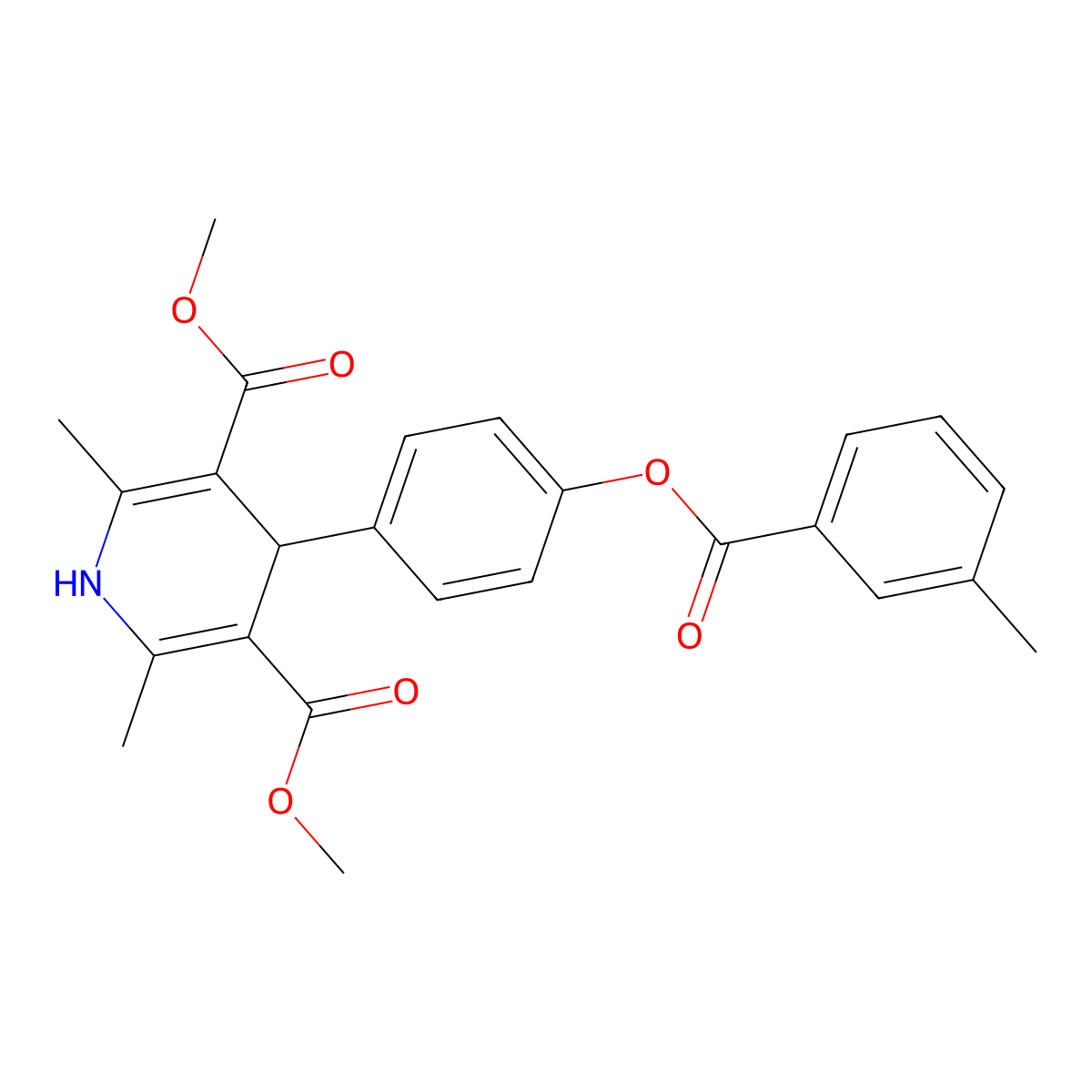 Dimethyl 2,6-dimethyl-4-{4-[(3-methylbenzoyl)oxy]phenyl}-1,4-dihydro-3,5-pyridinedicarboxylate molecular structure, CAS 324577-13-1