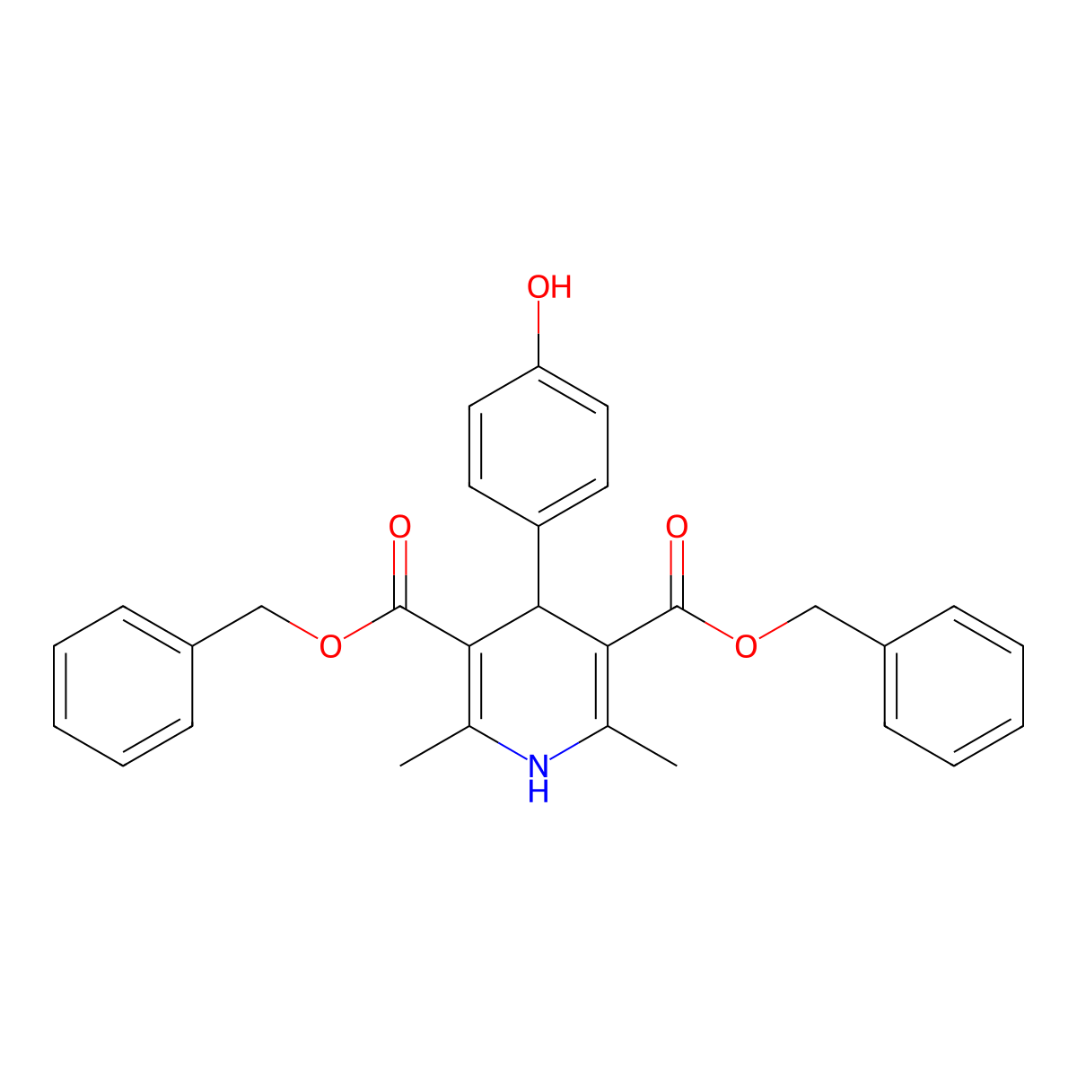 3,5-Bis(phenylmethyl) 1,4-dihydro-4-(4-hydroxyphenyl)-2,6-dimethyl-3,5-pyridinedicarboxylate molecular structure, CAS 324577-15-3