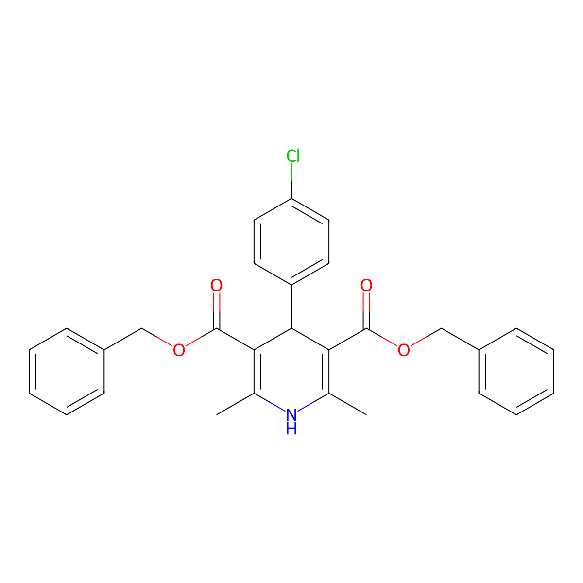 Dibenzyl 4-(4-chlorophenyl)-2,6-dimethyl-1,4-dihydropyridine-3,5-dicarboxylate molecular structure, CAS 324577-16-4